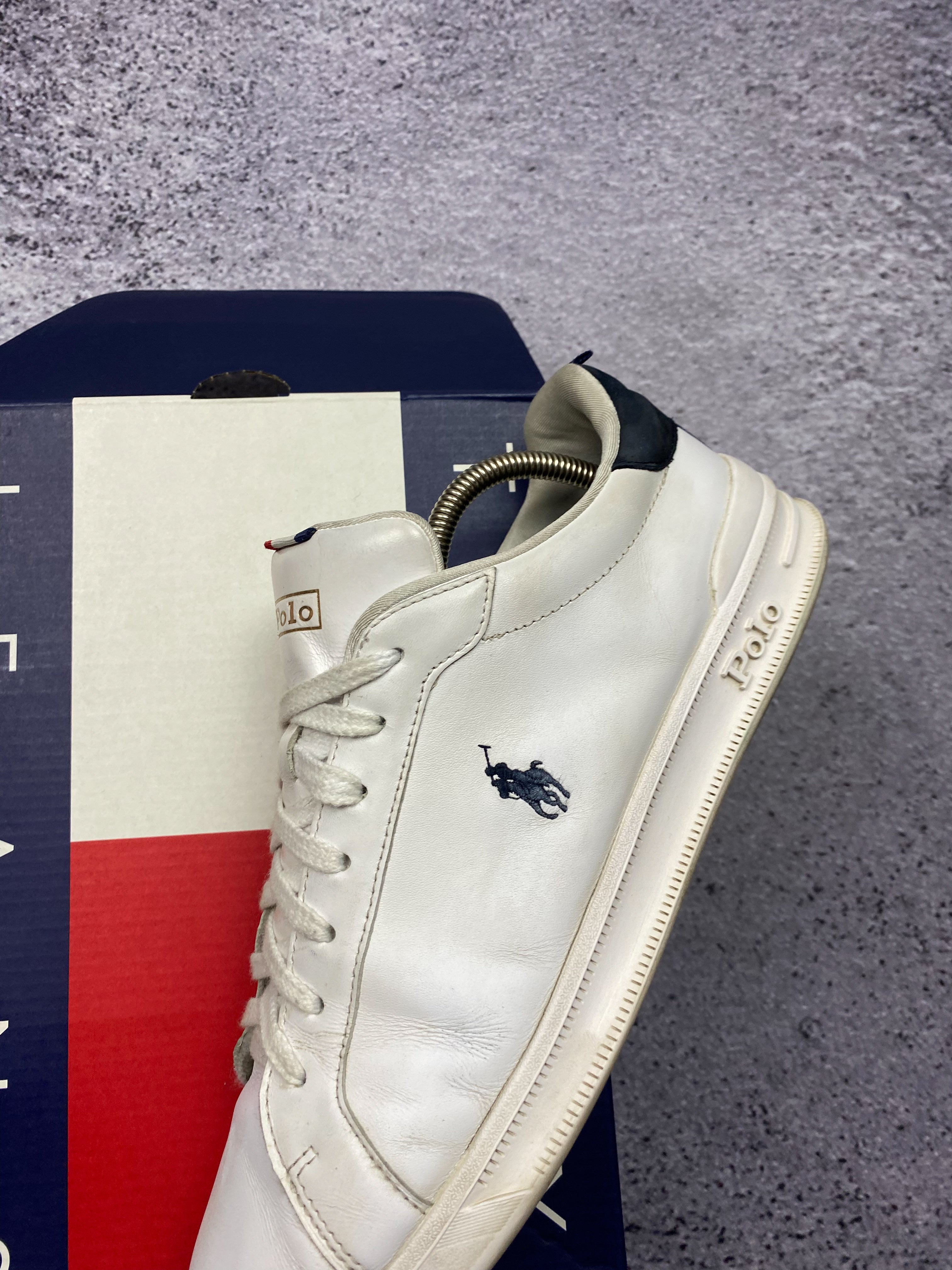 Polo Ralph Lauren Leather Court Sneakers White Navy 44