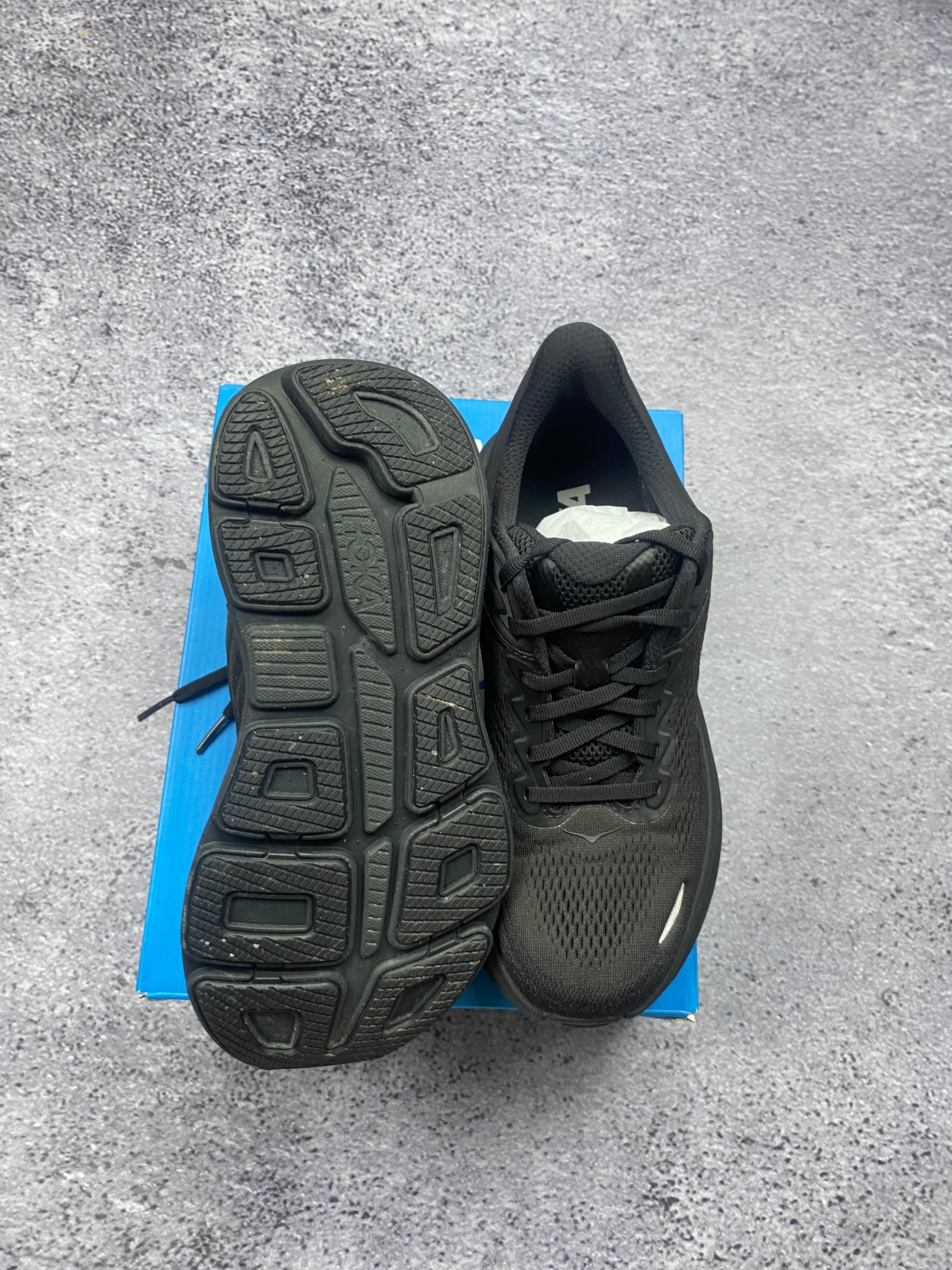 Hoka One One Clifton 9 Triple Black Running Shoes Lightweight Cushioned Trainers EU 40 New