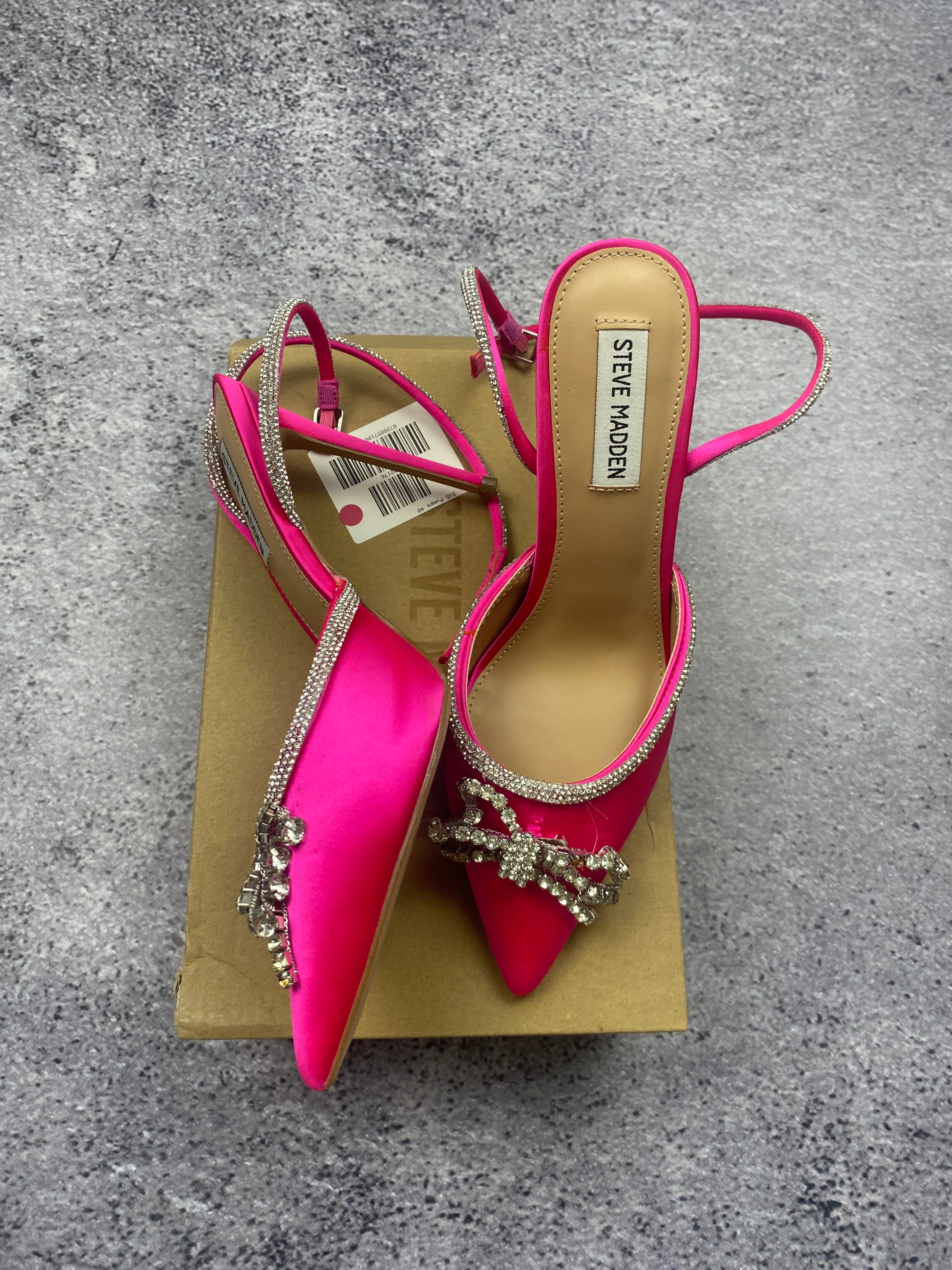 Steve Madden różowe szpilki z cyrkoniami i kokardą r. 40
