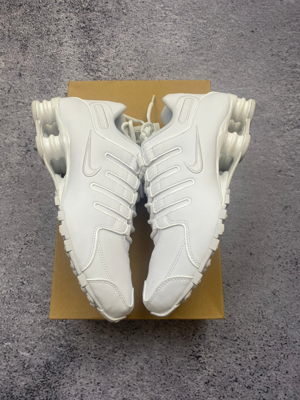 Nike Shox NZ EU Triple White Leather Running Sneakers 43