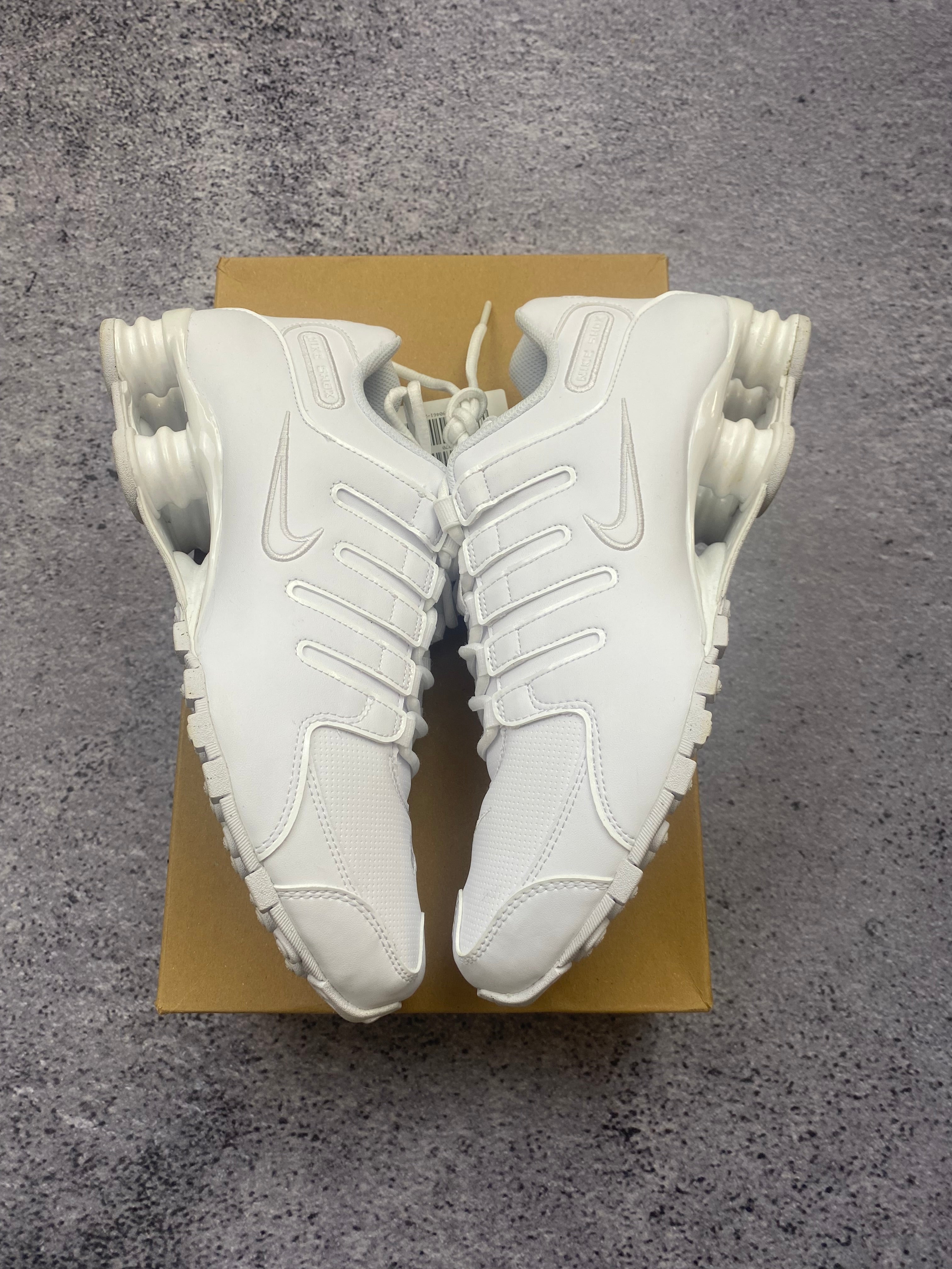 Nike Shox NZ EU Triple White Leather Running Sneakers 43