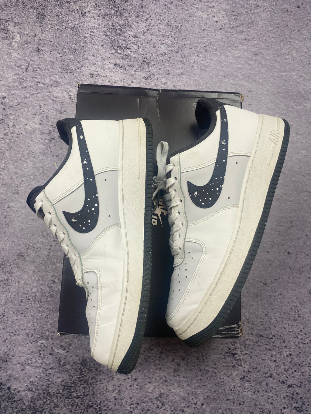 Nike Air Force 1 Low White Navy Stars Custom Sneakers Limited Edition 42.5