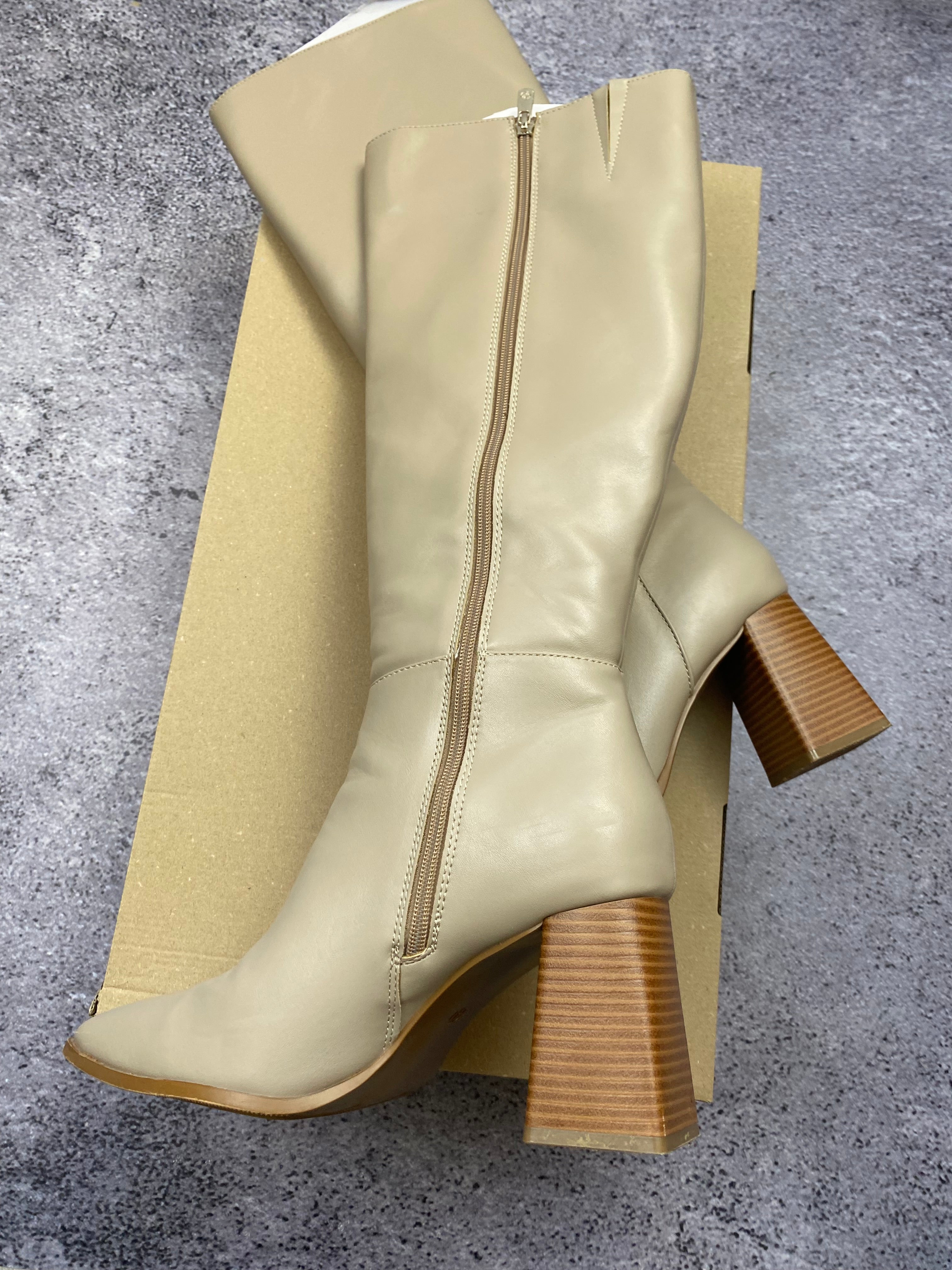 Beige women's block heel boots size 41