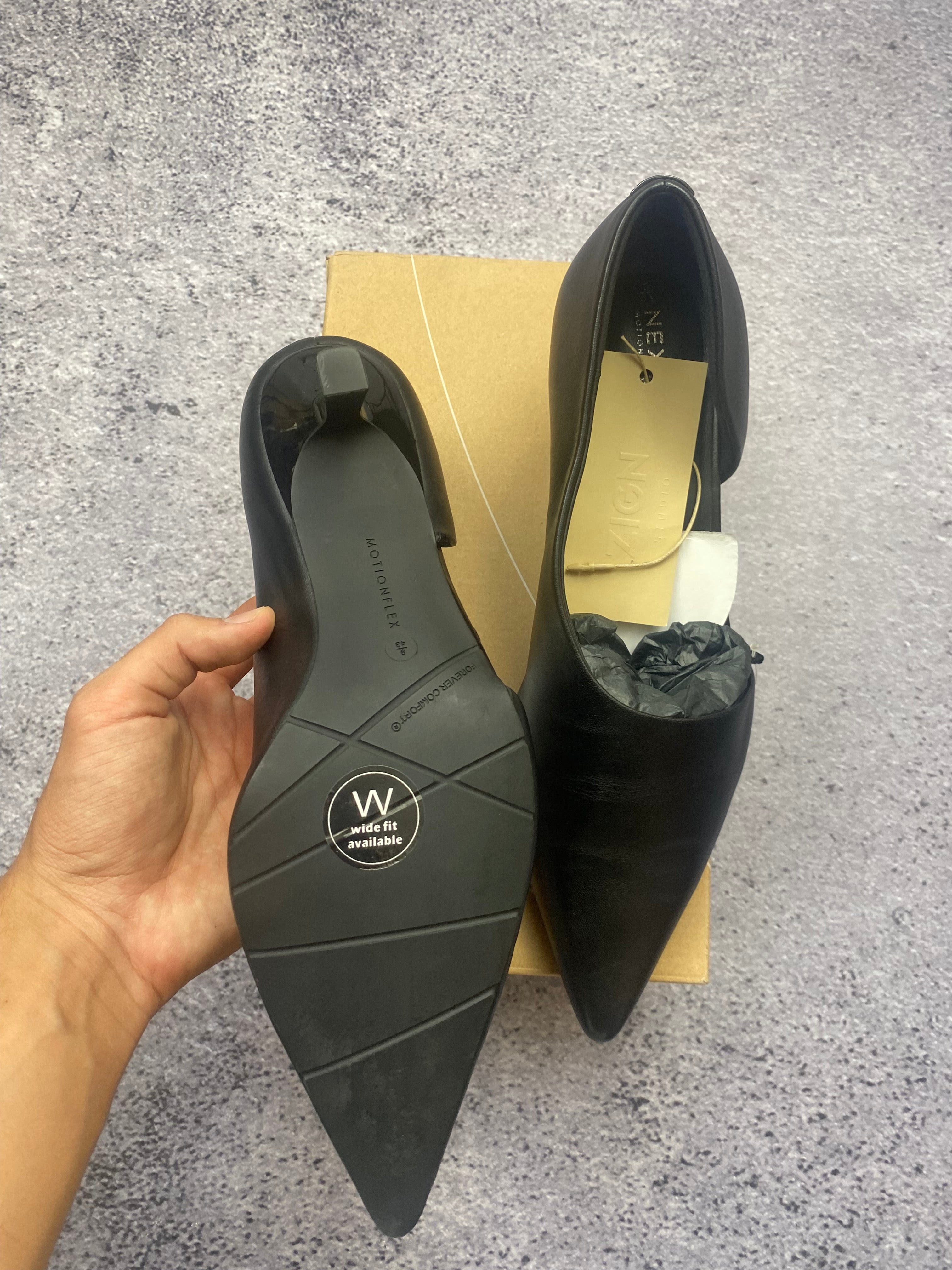 Next London Collection Eleganckie Czółenka Skórzane w Szpic Czarne 43