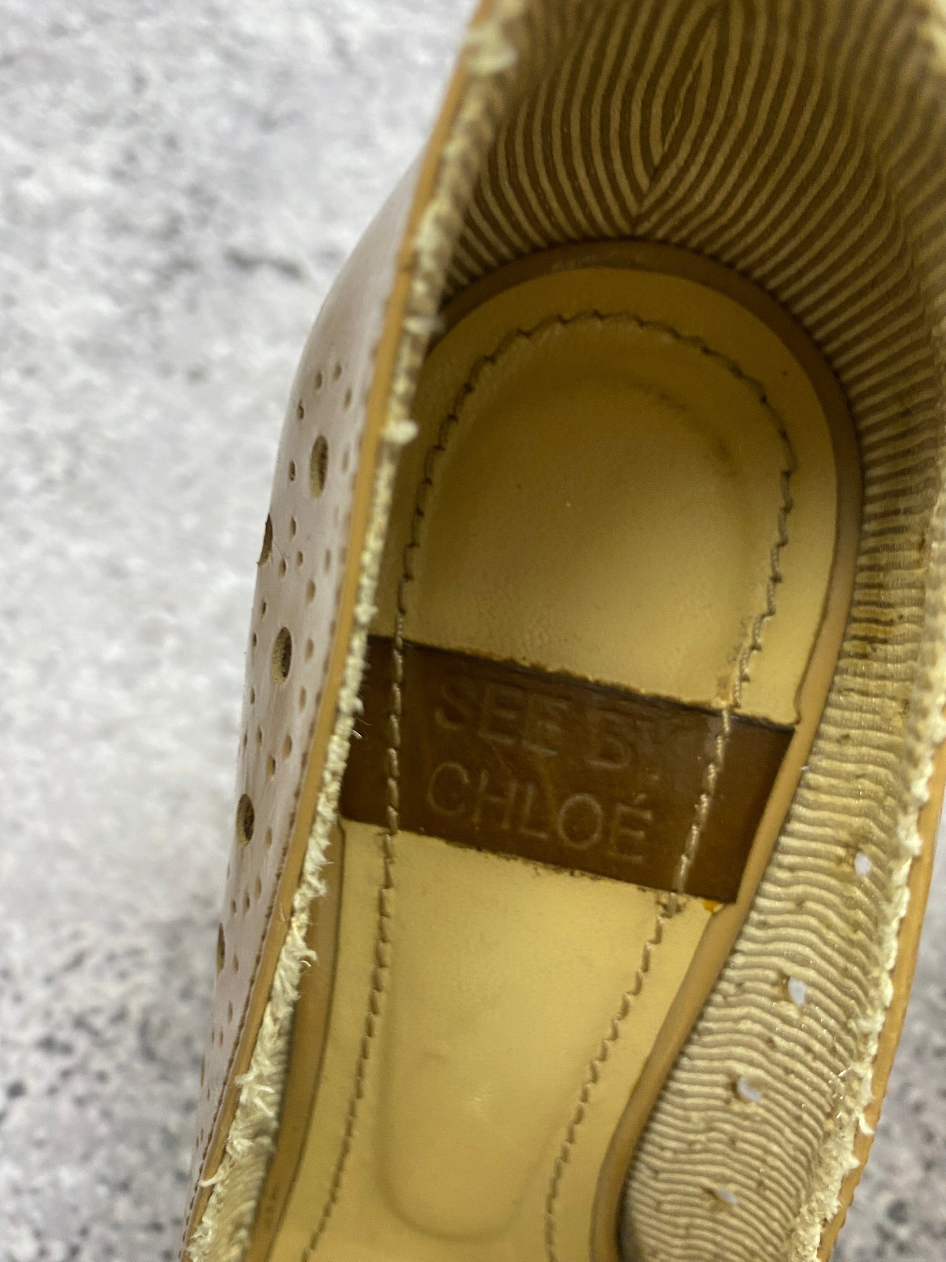 See by Chloé – skórzane baleriny na koturnie r. 37