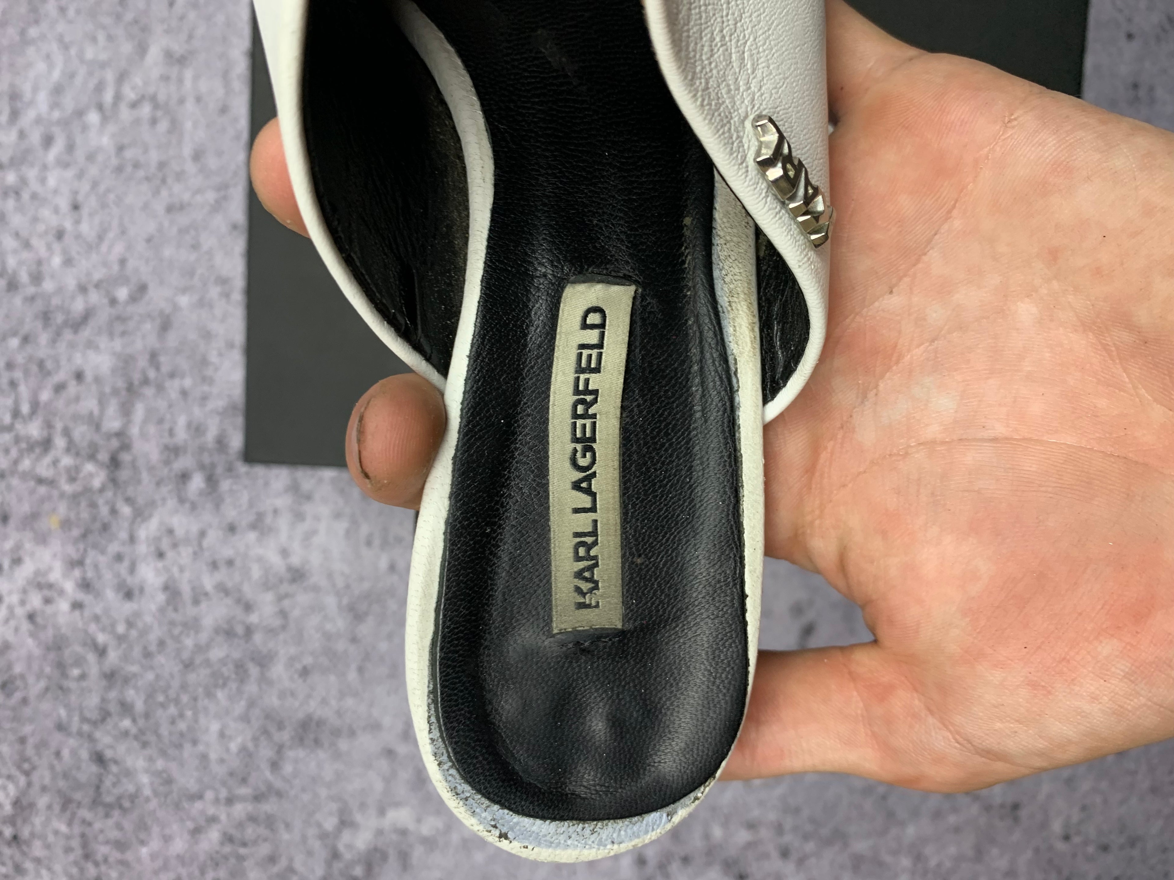 Karl Lagerfeld K-Blok Square Toe Mule r. 36 skórzane klapki na obcasie