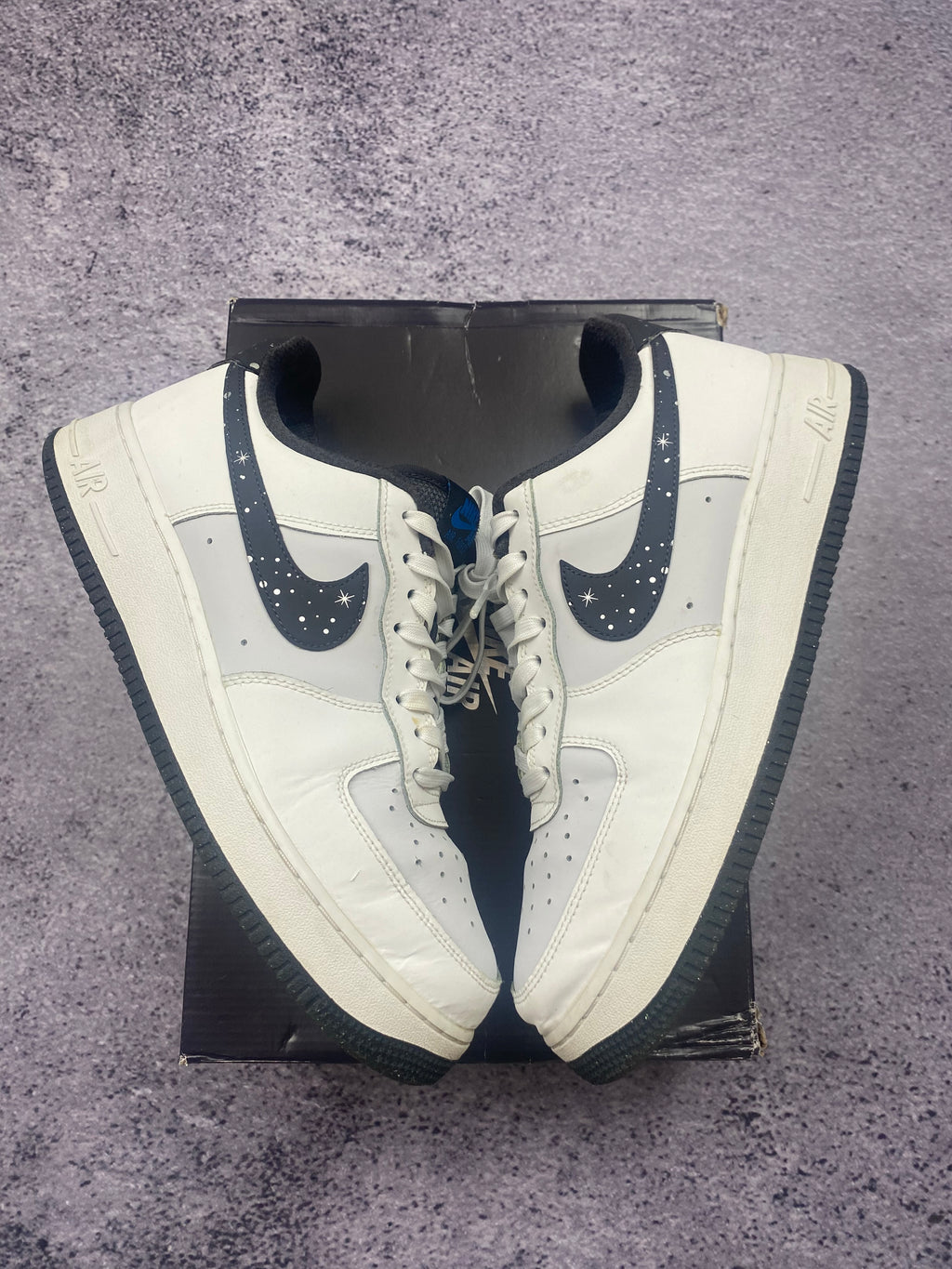 Nike Air Force 1 Low White Navy Stars Custom Sneakers Limited Edition 42.5