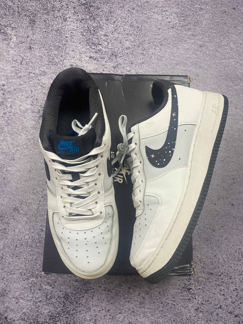 Nike Air Force 1 Low White Navy Stars Custom Sneakers Limited Edition 42.5