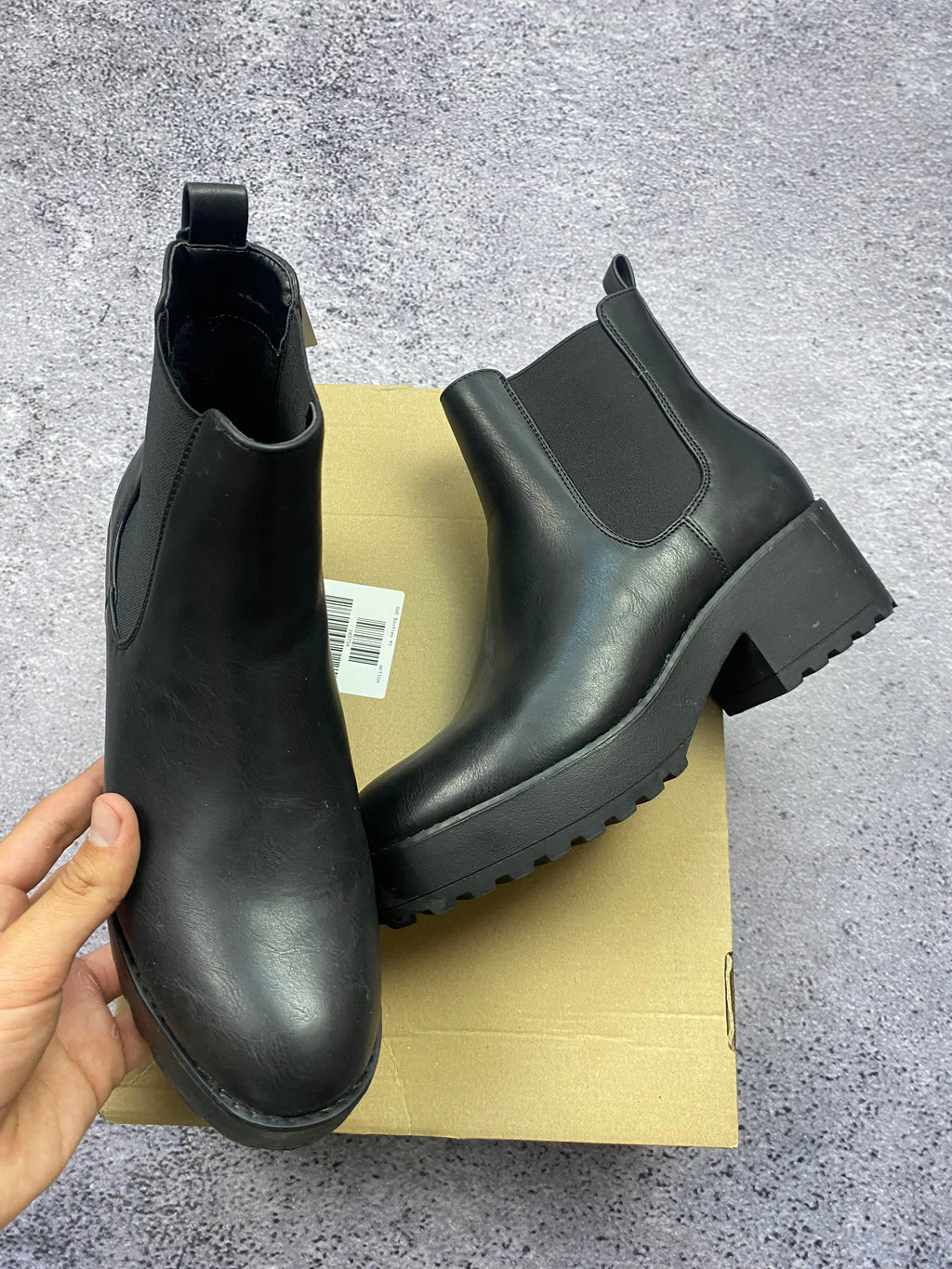 Black Chelsea boots on a platform, size 41