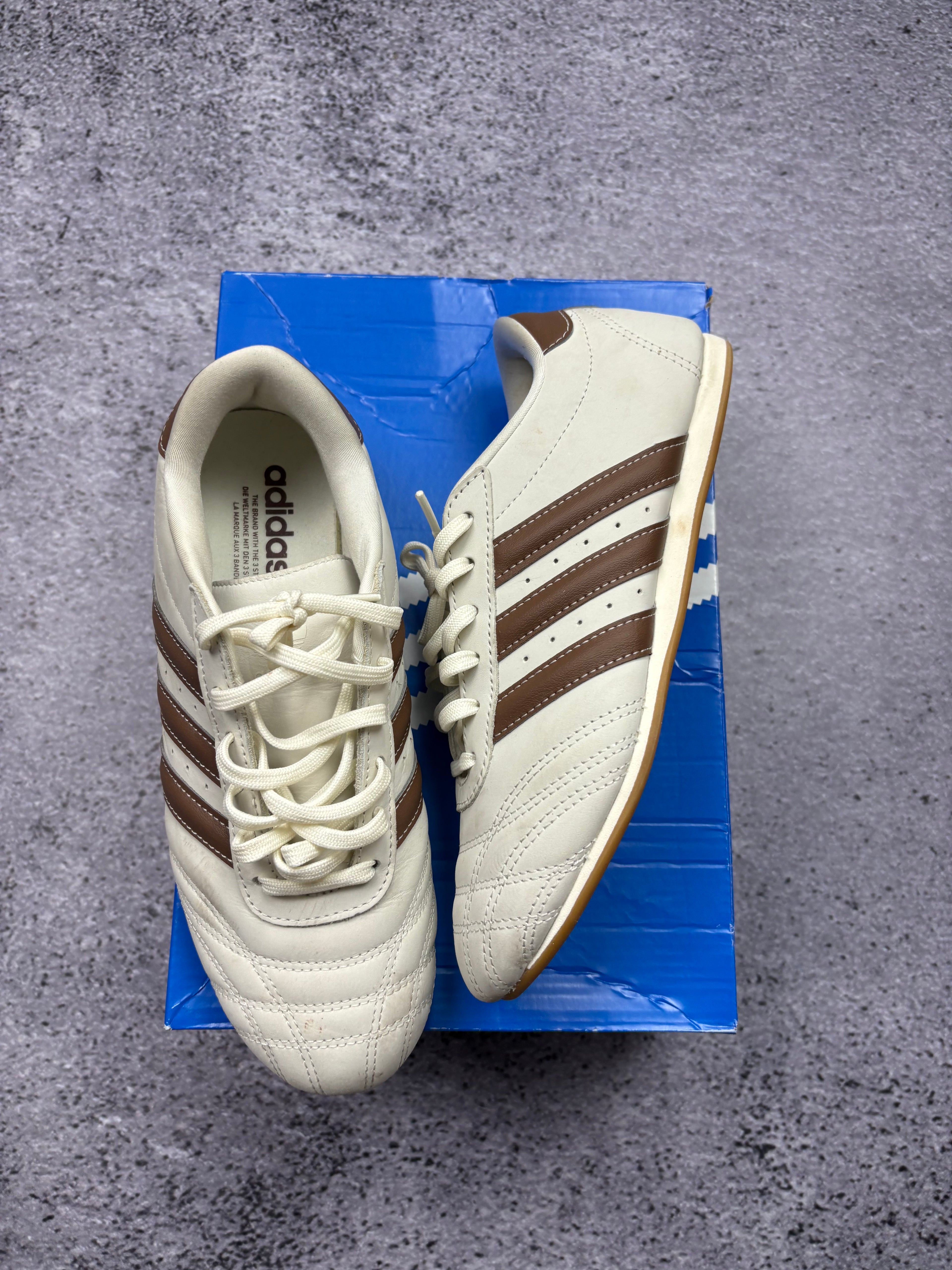 Adidas Mundial Team Cream Brown Leather Indoor Football Sneakers Retro 39 1/3