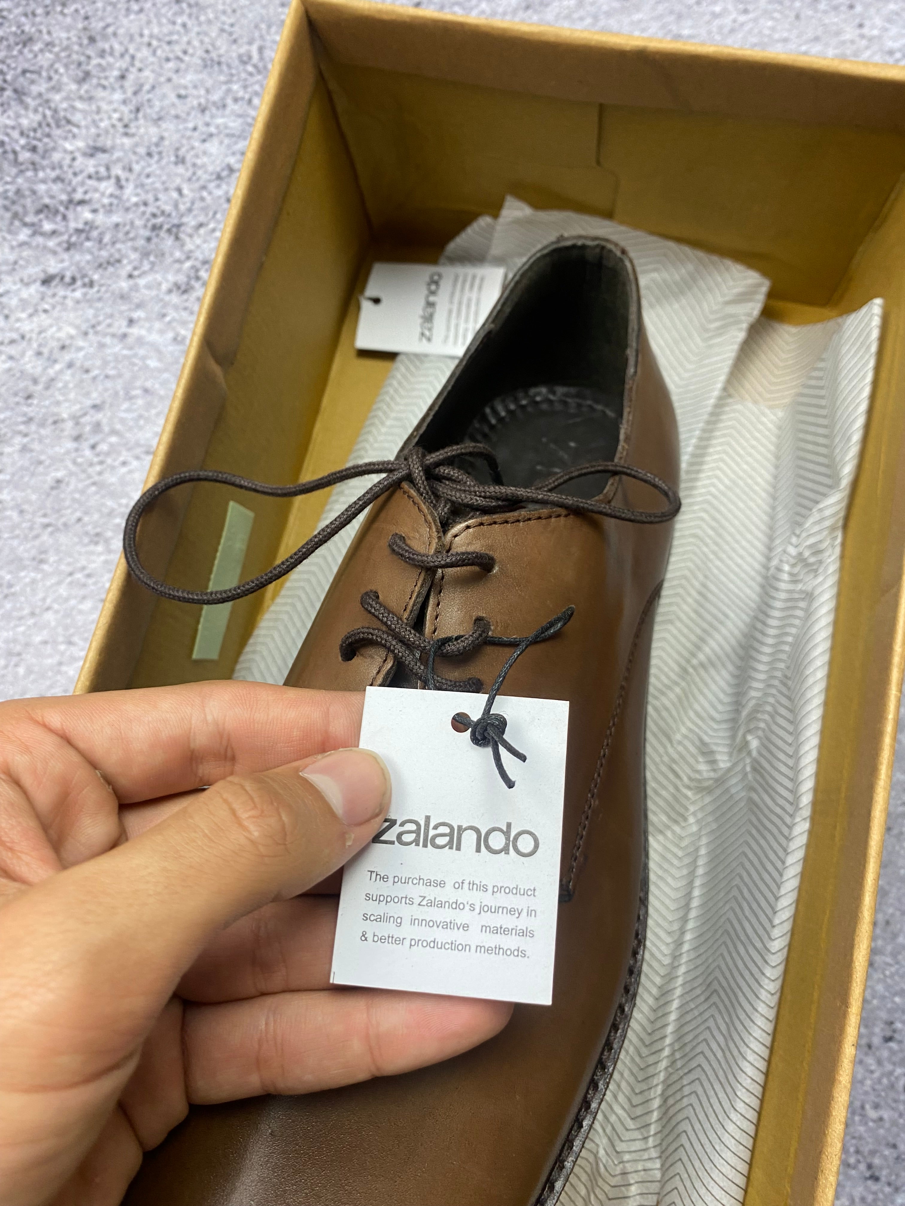 Zign Leather Oxford Derby Shoes Brown 46 New