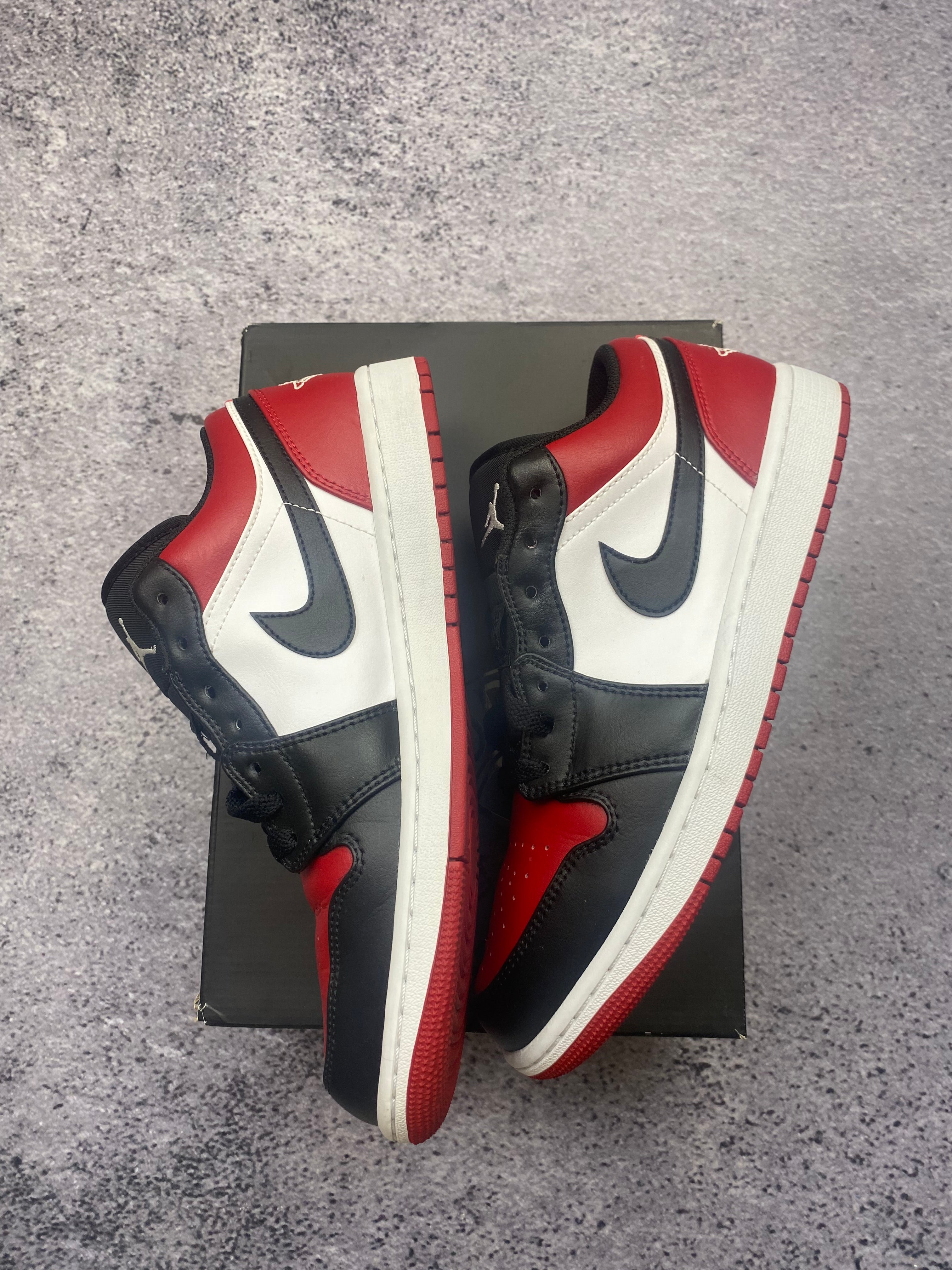 Air Jordan 1 Low Black Gym Red White "Bred Toe" Sneakers 43