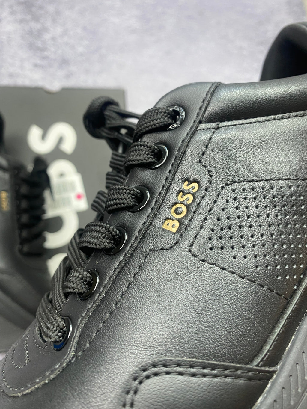 Hugo Boss Black Leather Lifestyle Sneakers Premium Designer Casual Shoes EU 40 New