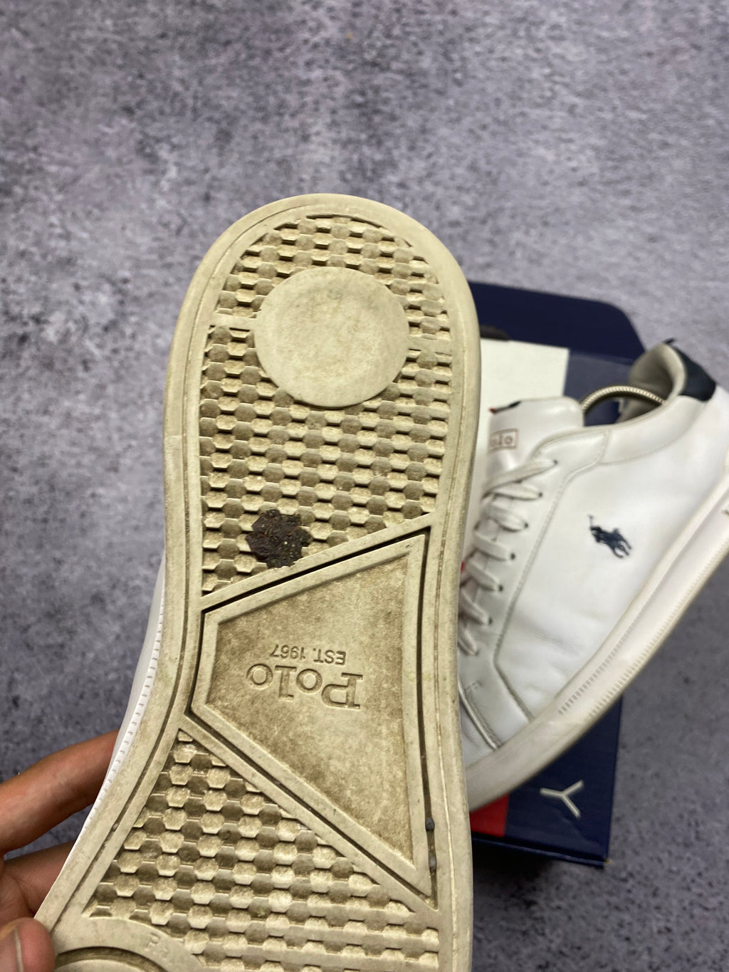 Polo Ralph Lauren Leather Court Sneakers White Navy 44