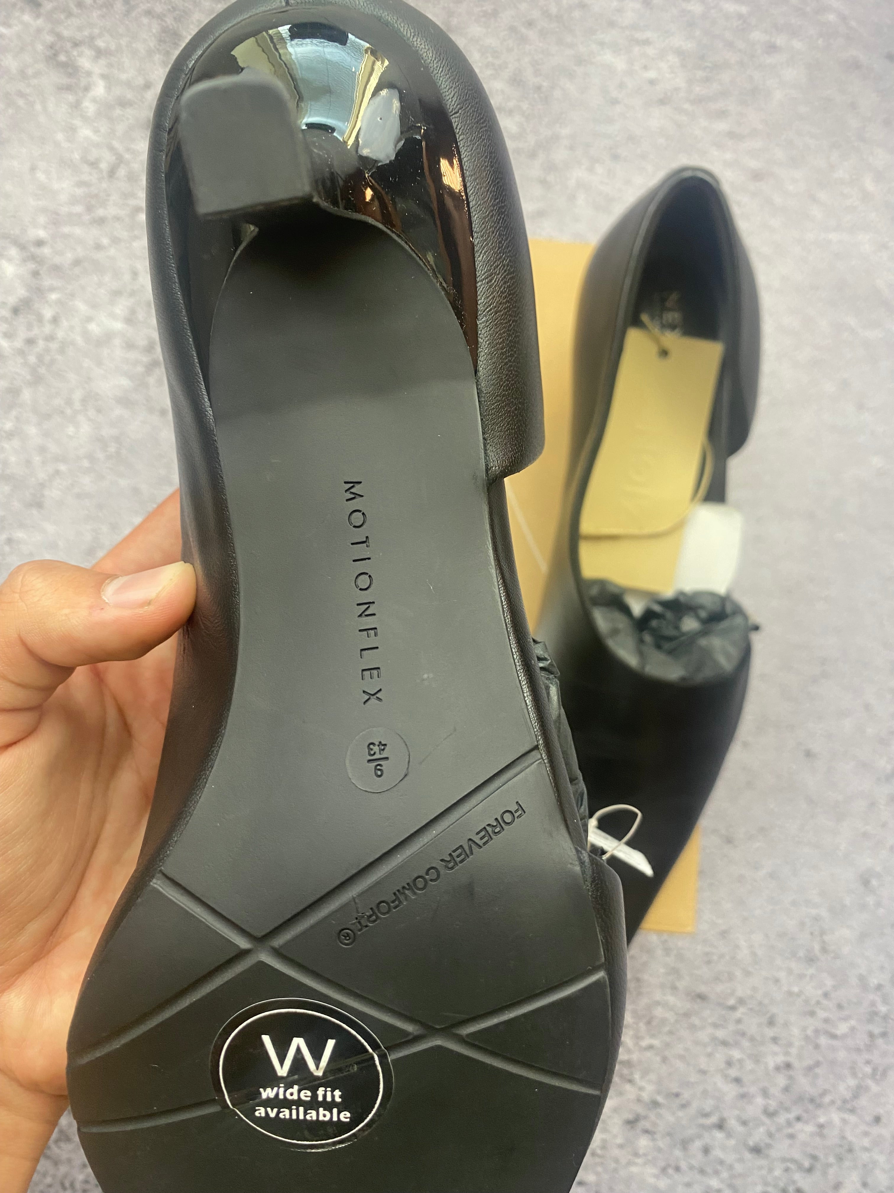 Next London Collection Eleganckie Czółenka Skórzane w Szpic Czarne 43