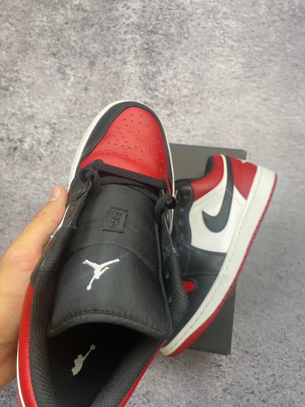 Air Jordan 1 Low Black Gym Red White "Bred Toe" Sneakers 43