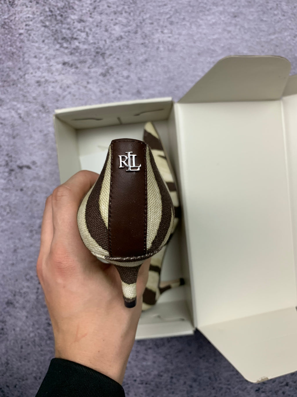 Ralph Lauren szpilki zebra r. 36,5 skórzane czółenka