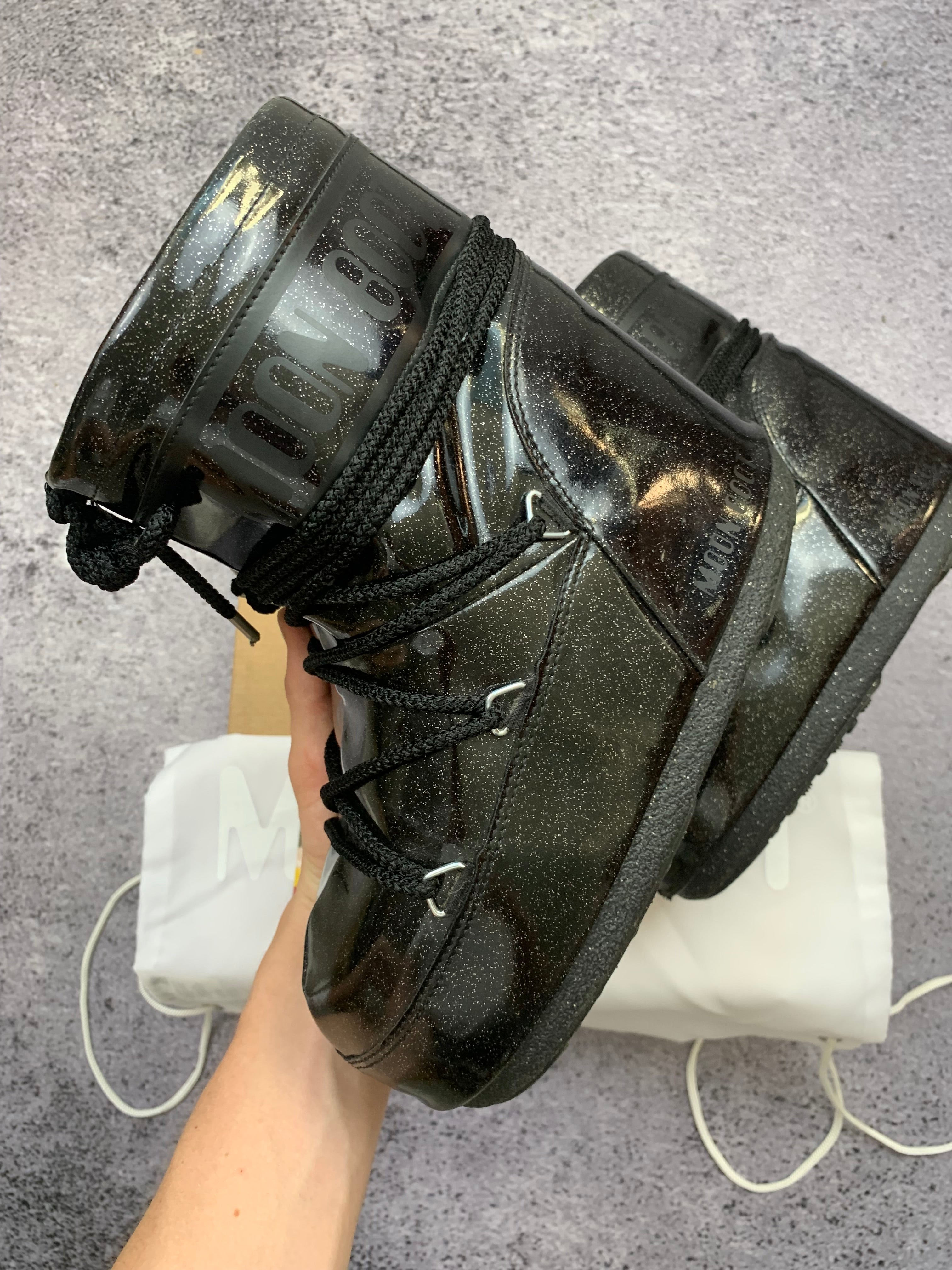 Moon Boot Icon Low Glitter Czarne Śniegowce r. 38 Stan Idealny + Box