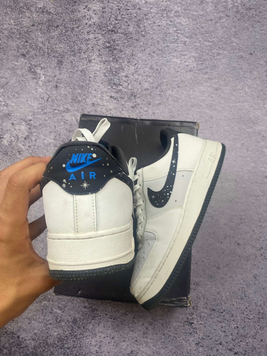 Nike Air Force 1 Low White Navy Stars Custom Sneakers Limited Edition 42.5