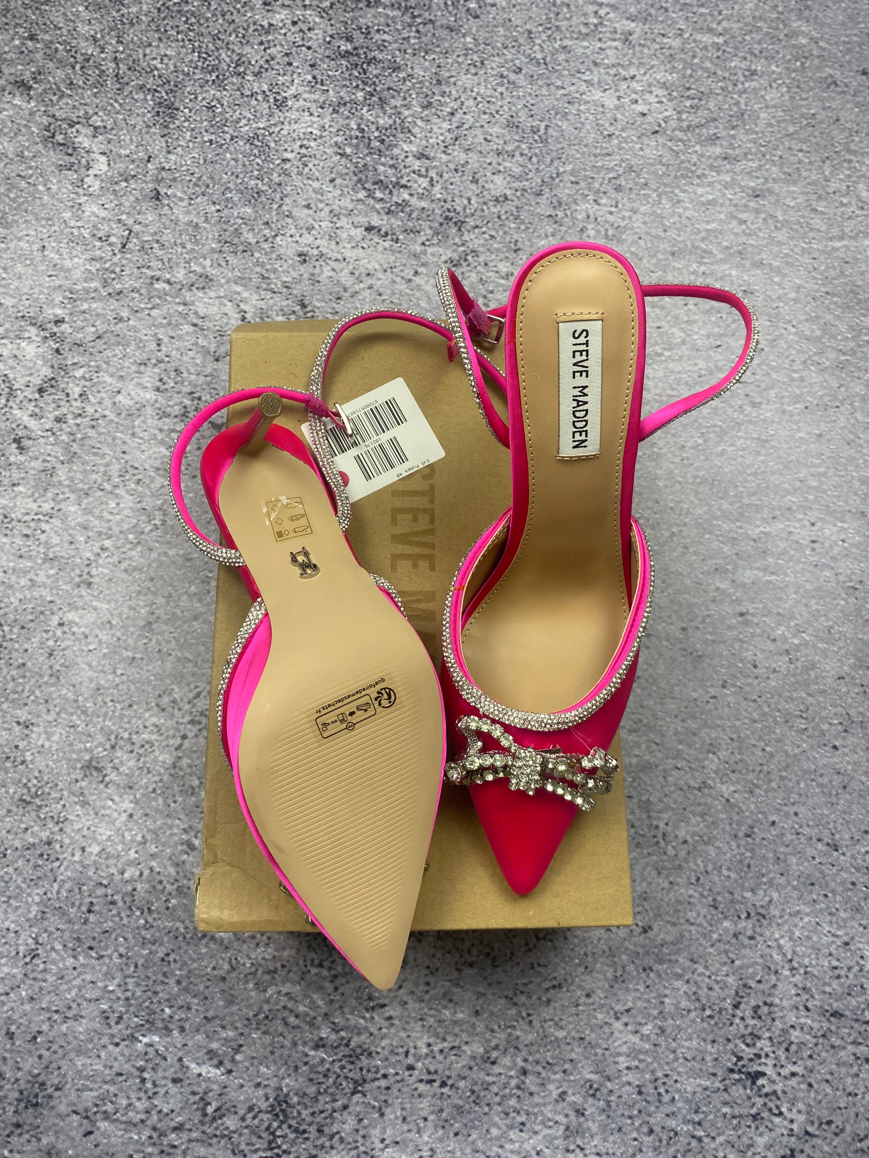 Steve Madden różowe szpilki z cyrkoniami i kokardą r. 40