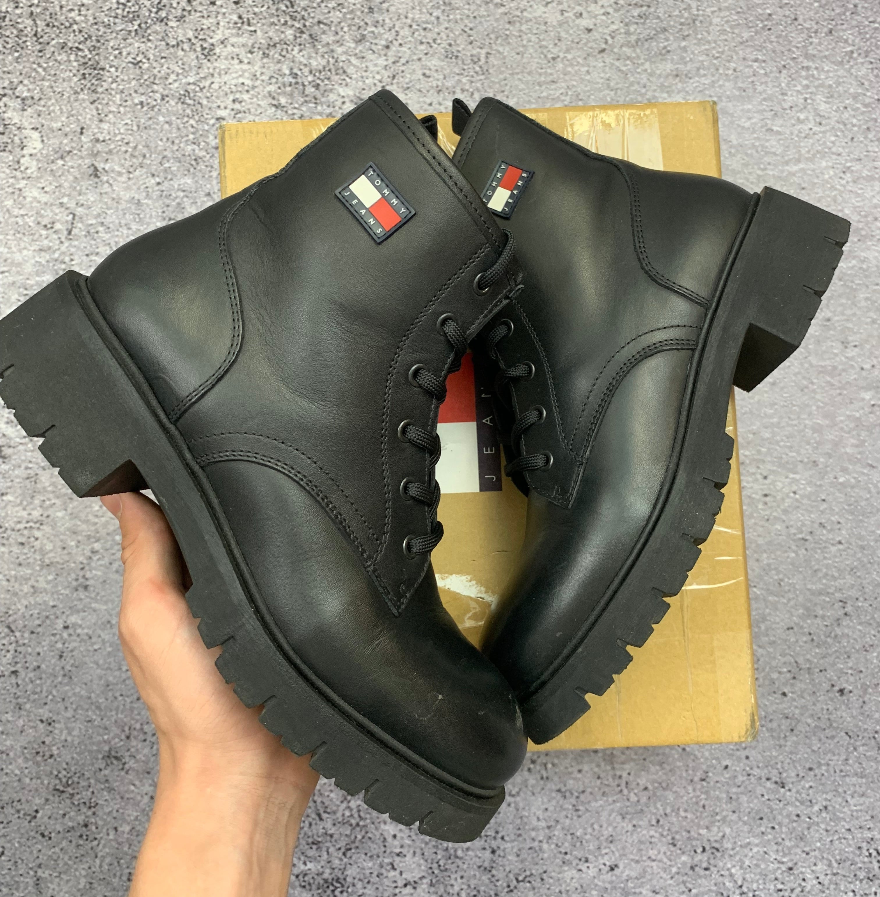Tommy Jeans Czarne Skórzane Workery r. 38 Stan Idealny + Box