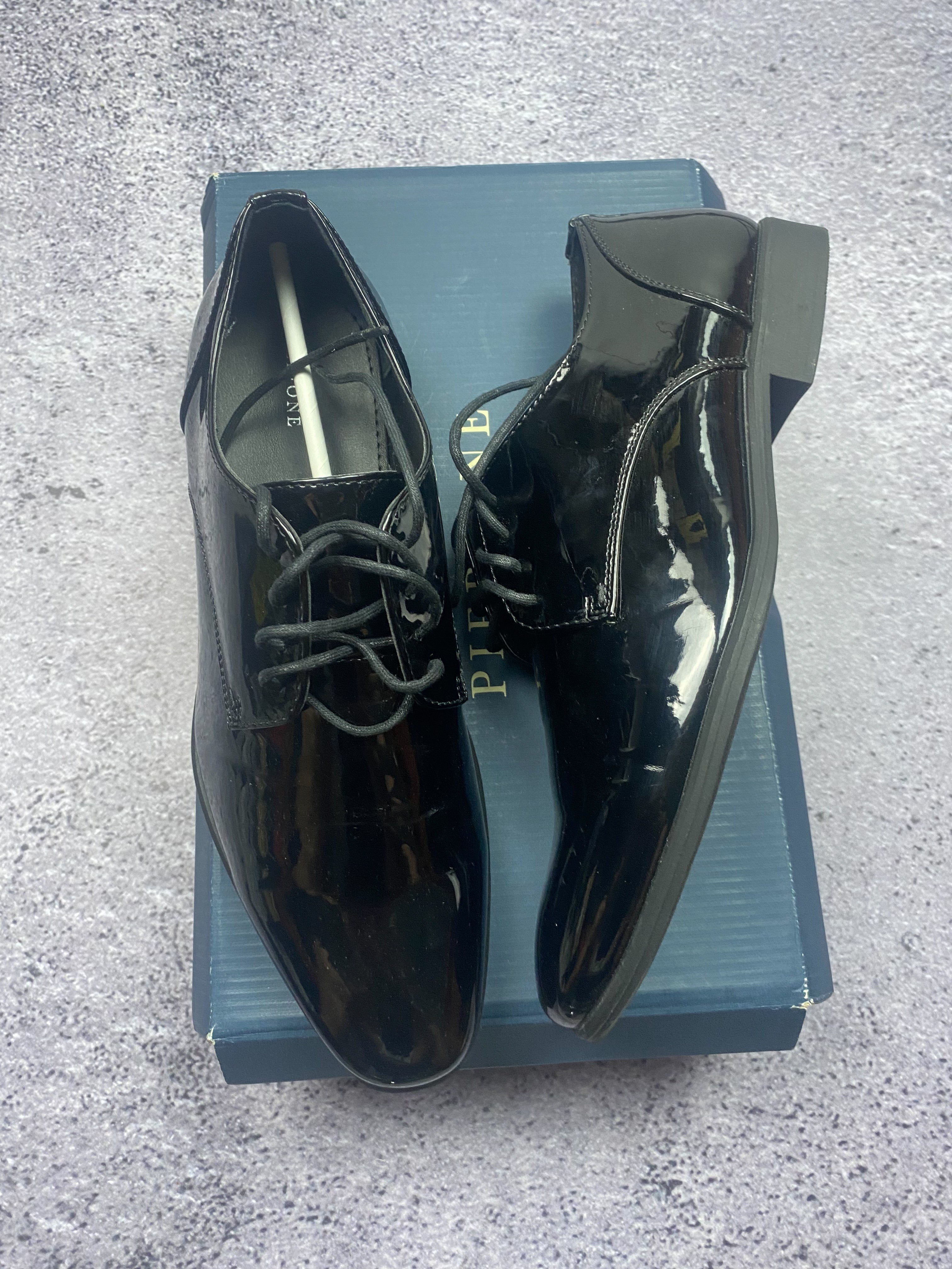 Pier One Lakierowane Botki Wizytowe Derby Oxford Eleganckie Czarne 44