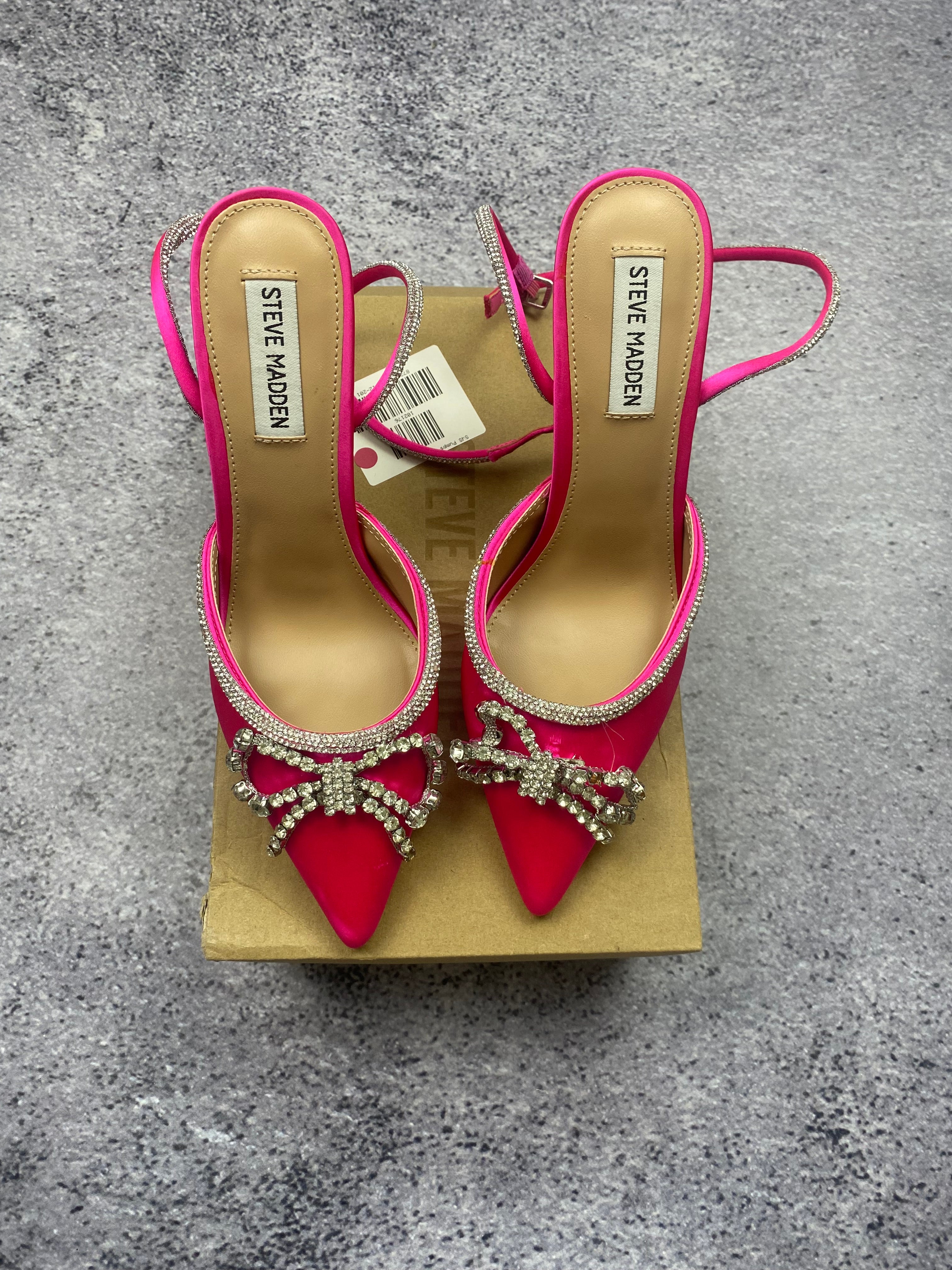 Steve Madden różowe szpilki z cyrkoniami i kokardą r. 40