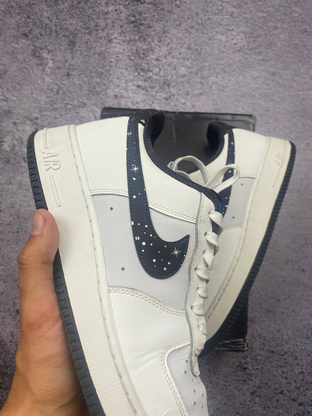 Nike Air Force 1 Low White Navy Stars Custom Sneakers Limited Edition 42.5