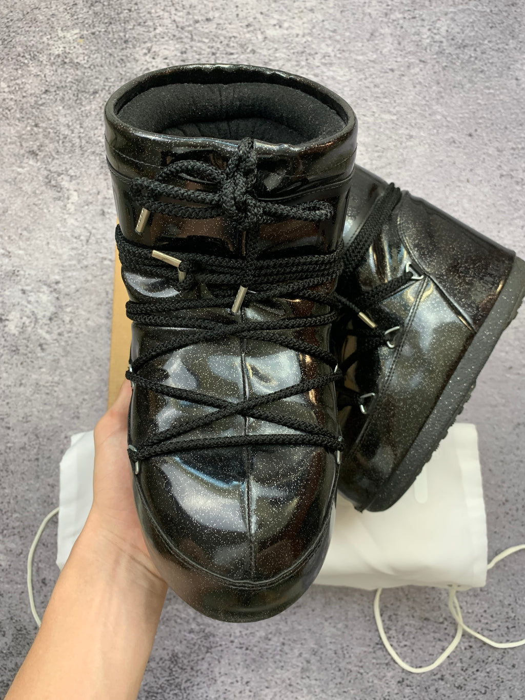Moon Boot Icon Low Glitter Czarne Śniegowce r. 38 Stan Idealny + Box