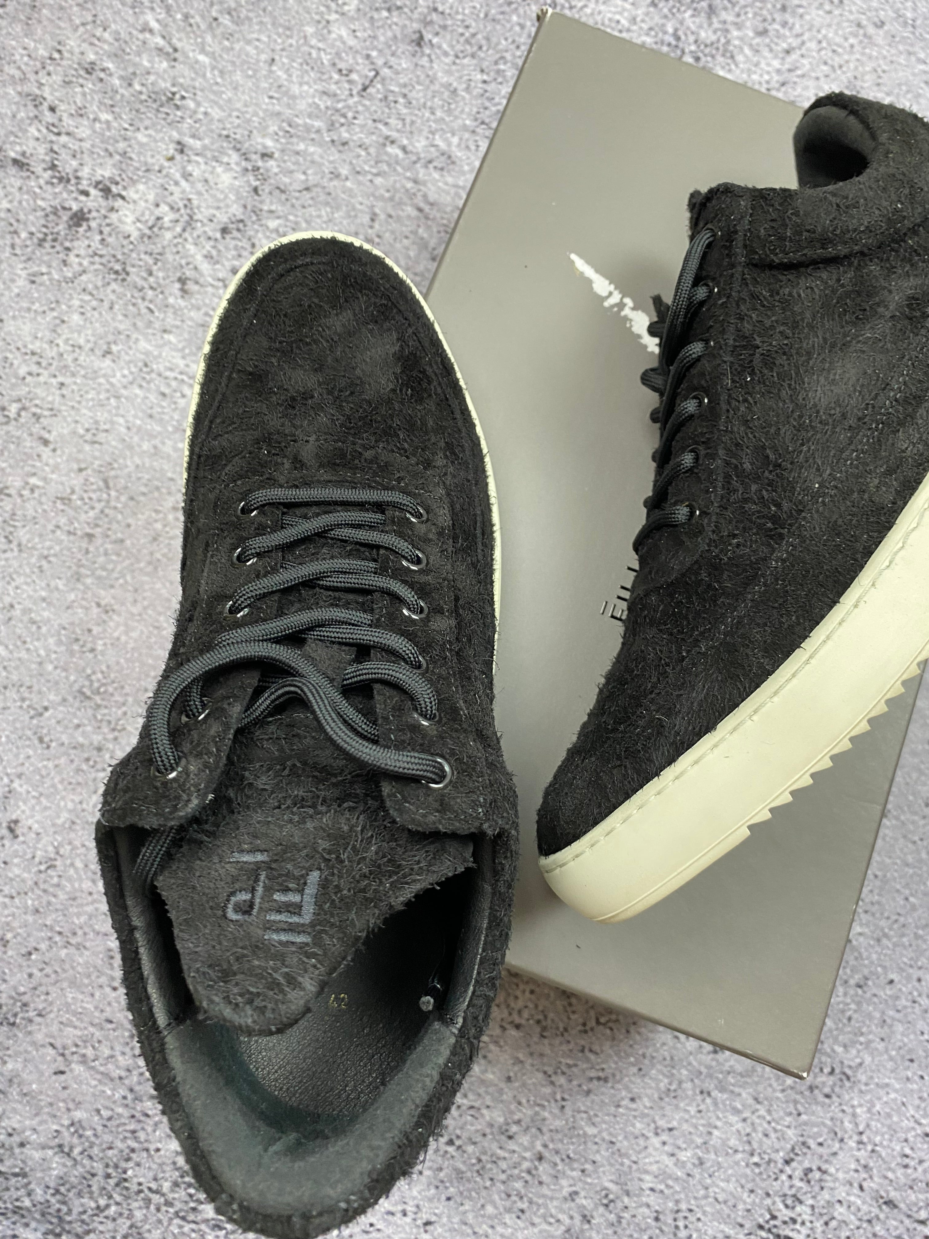 Filling Pieces Low Top Fuzz Black - premium leather sneakers size 42