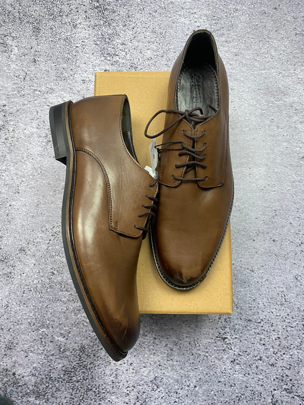 Zign Leather Oxford Derby Shoes Brown 46 New