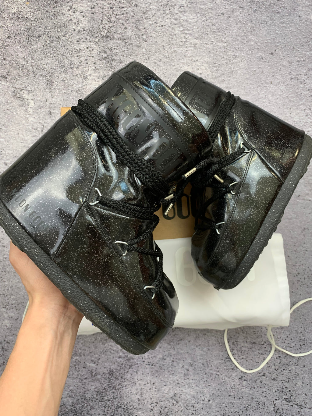 Moon Boot Icon Low Glitter Czarne Śniegowce r. 38 Stan Idealny + Box