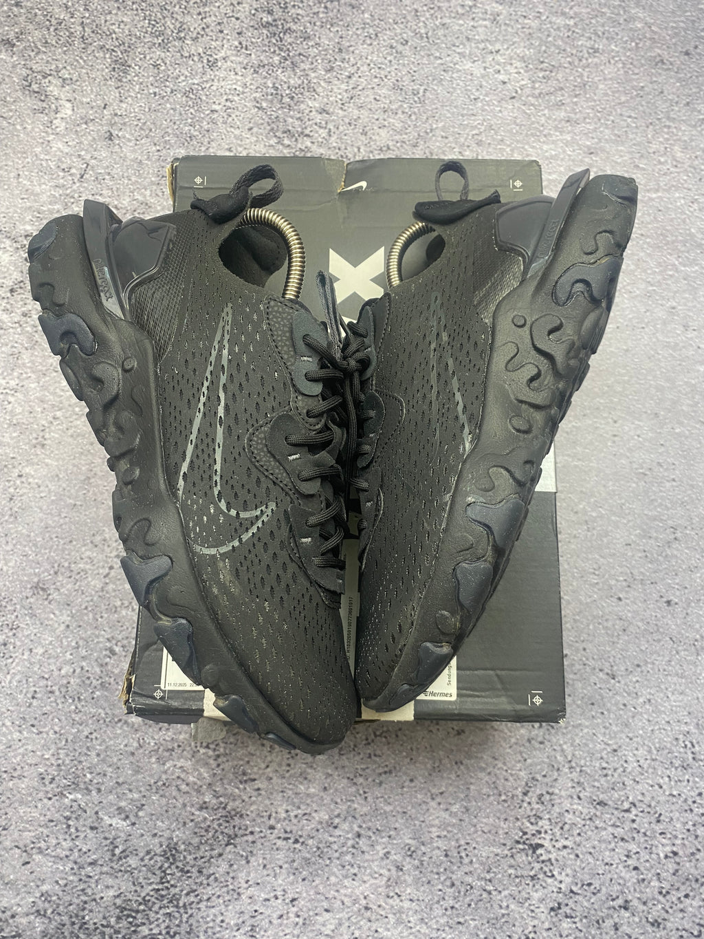 Nike React Vision Triple Black Lifestyle Running Sneakers Size 43