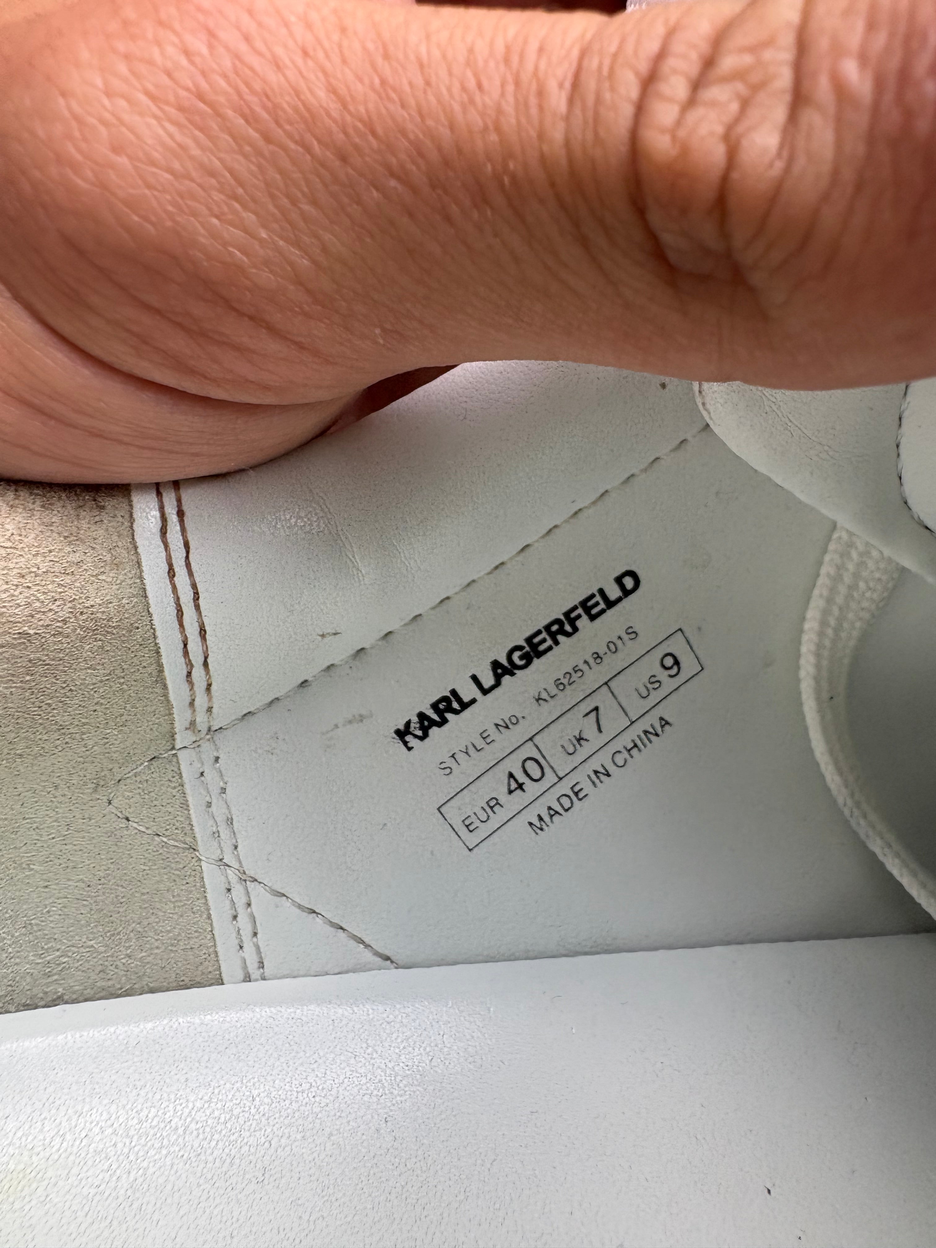 Karl Lagerfeld Kapri Karl Ikonik White Leather Sneakers Designer Luxury Shoes EU 40