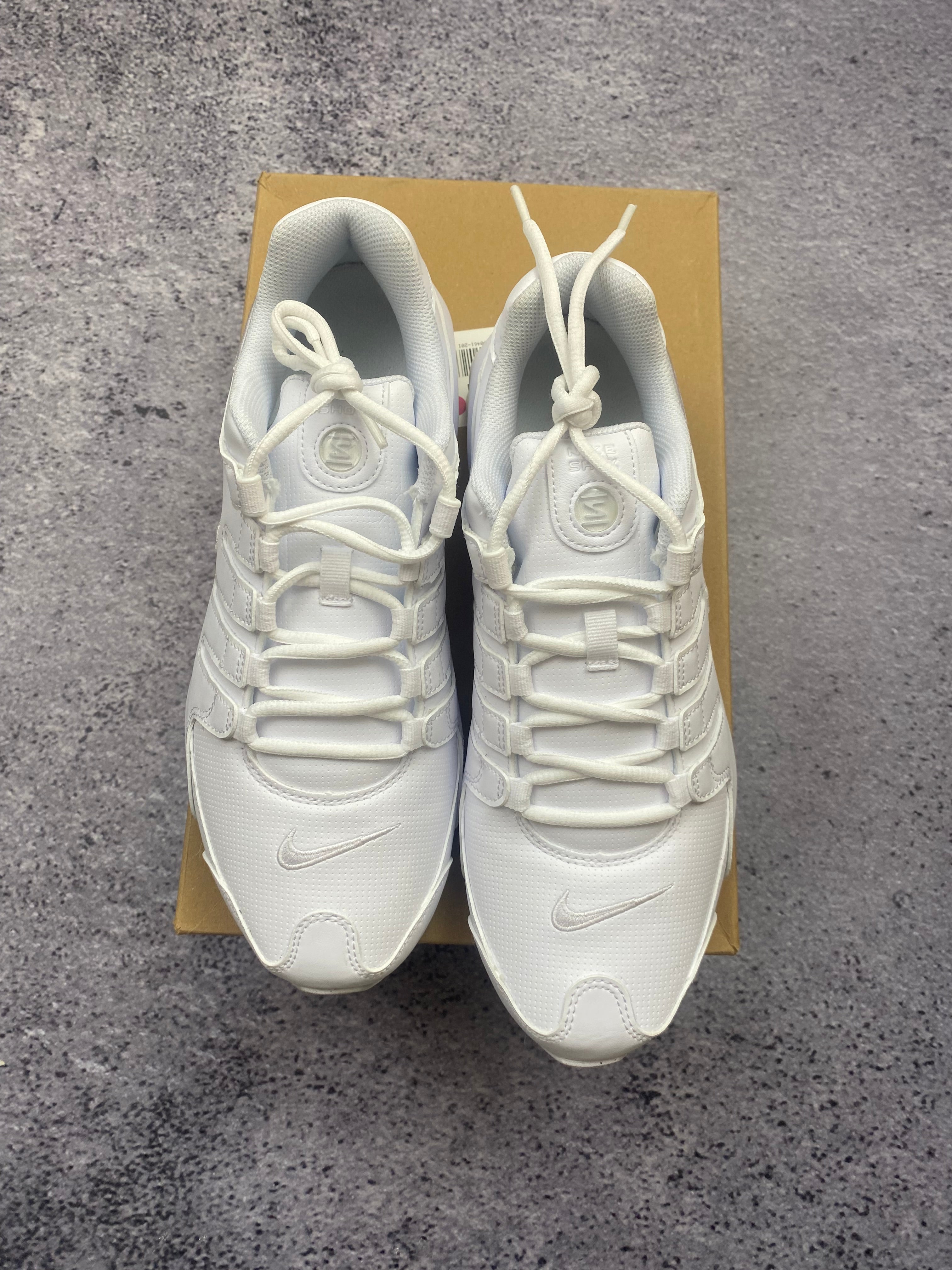 Nike Shox NZ EU Triple White Leather Running Sneakers 43
