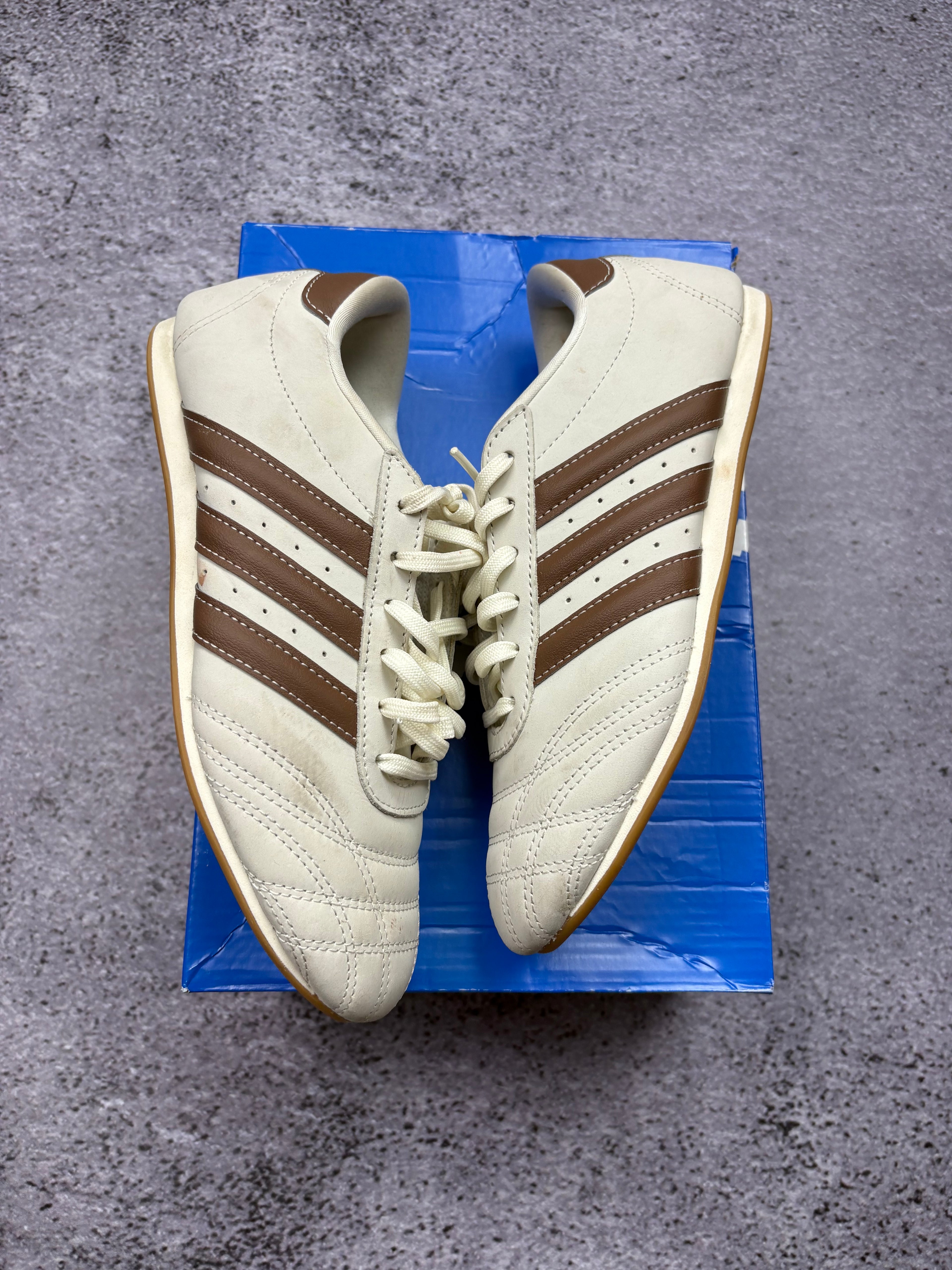 Adidas Mundial Team Cream Brown Leather Indoor Football Sneakers Retro 39 1/3