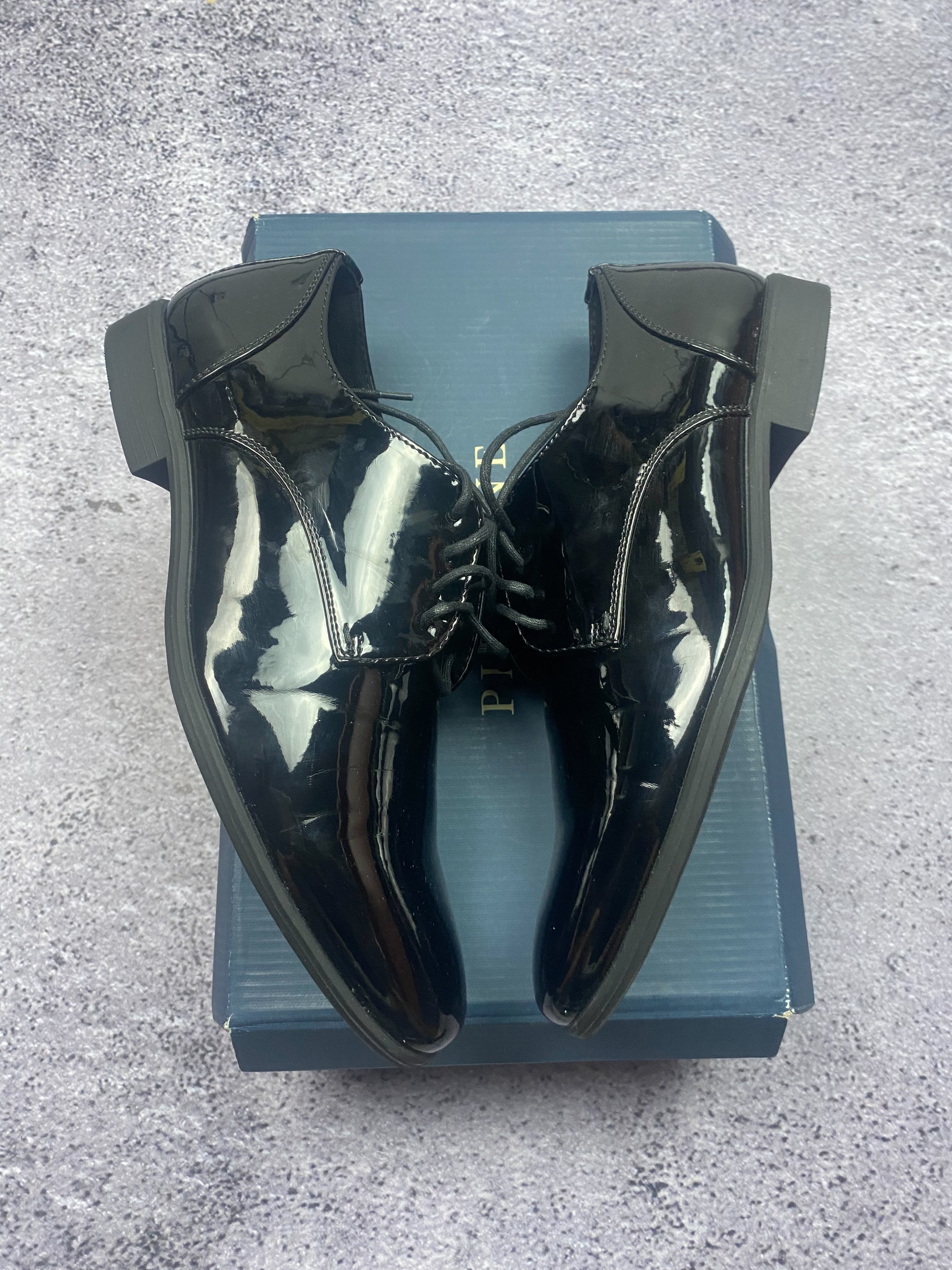Pier One Lakierowane Botki Wizytowe Derby Oxford Eleganckie Czarne 44