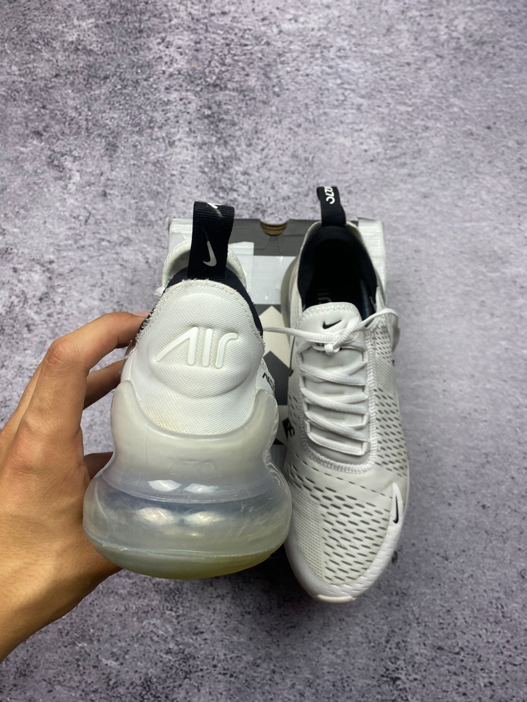 Nike Air Max 270 White Black Lifestyle Running Sneakers 44