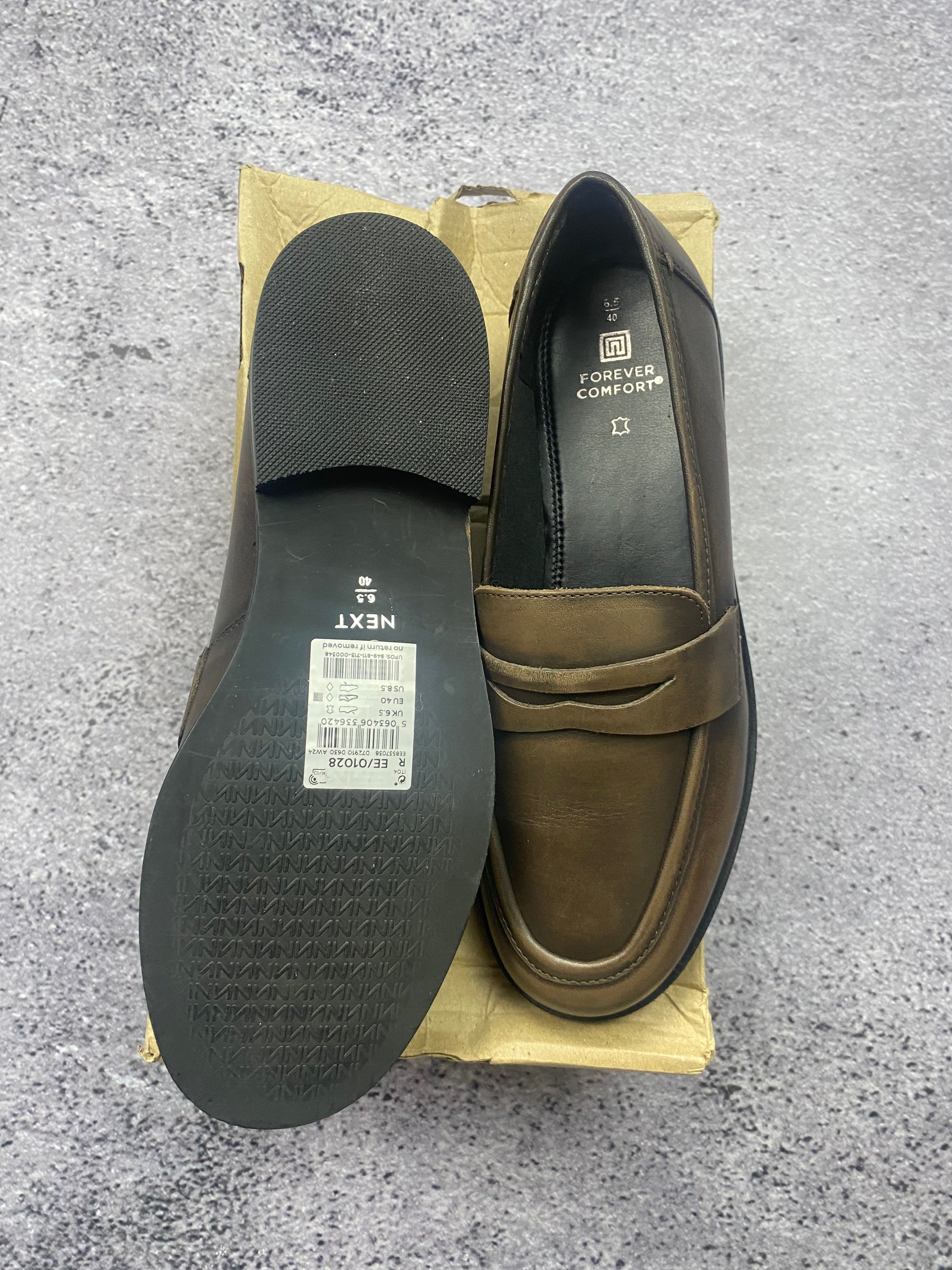 Next brązowe mokasyny loafersy skórzane r. 40x