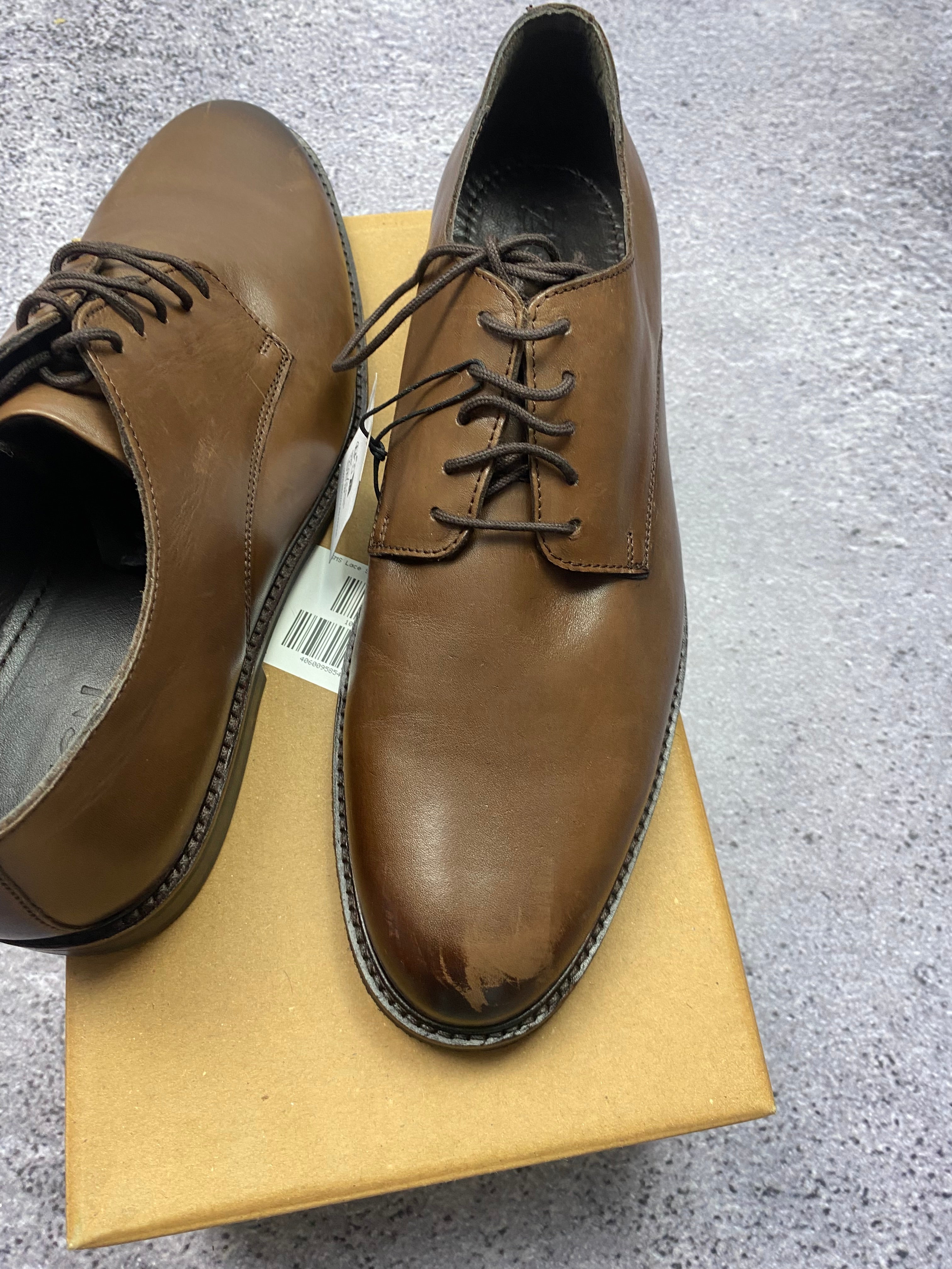Zign Leather Oxford Derby Shoes Brown 46 New