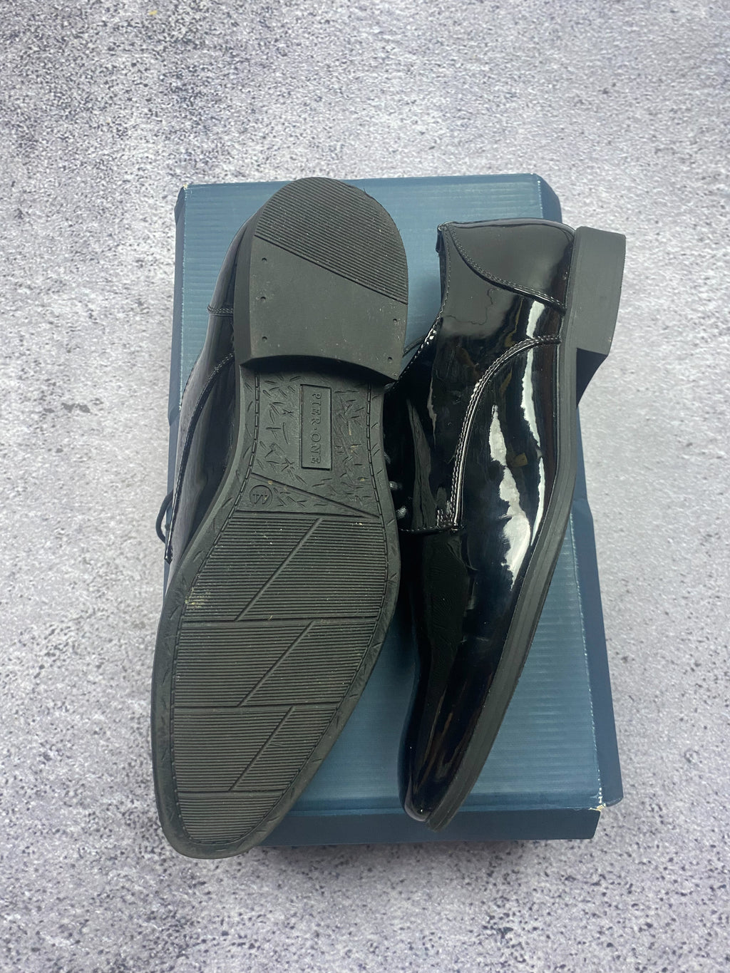 Pier One Patent Leather Dress Boots Derby Oxford Elegant Black 44