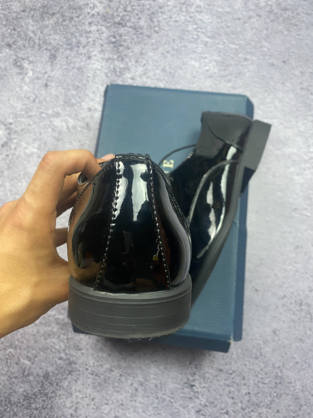 Pier One Patent Leather Dress Boots Derby Oxford Elegant Black 44