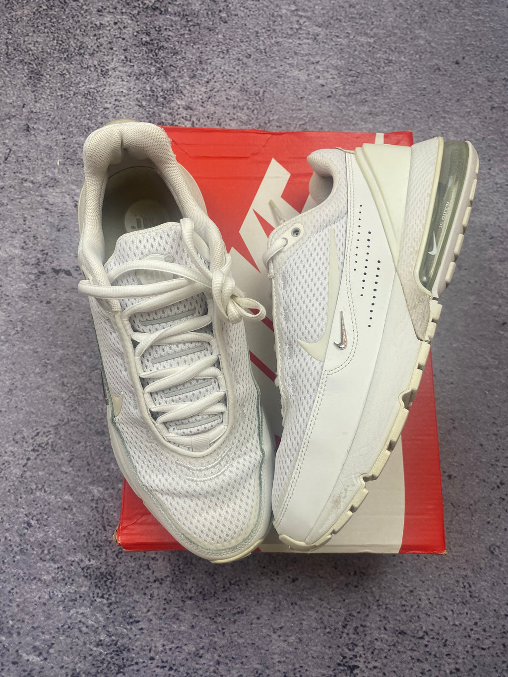 Nike Air Max AP Triple White Mesh Running Lifestyle Sneakers 43