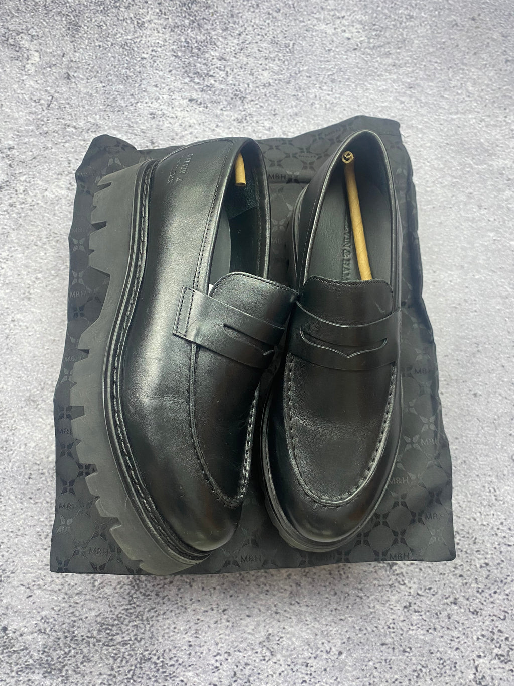 Melvin & Hamilton black leather chunky loafers 40